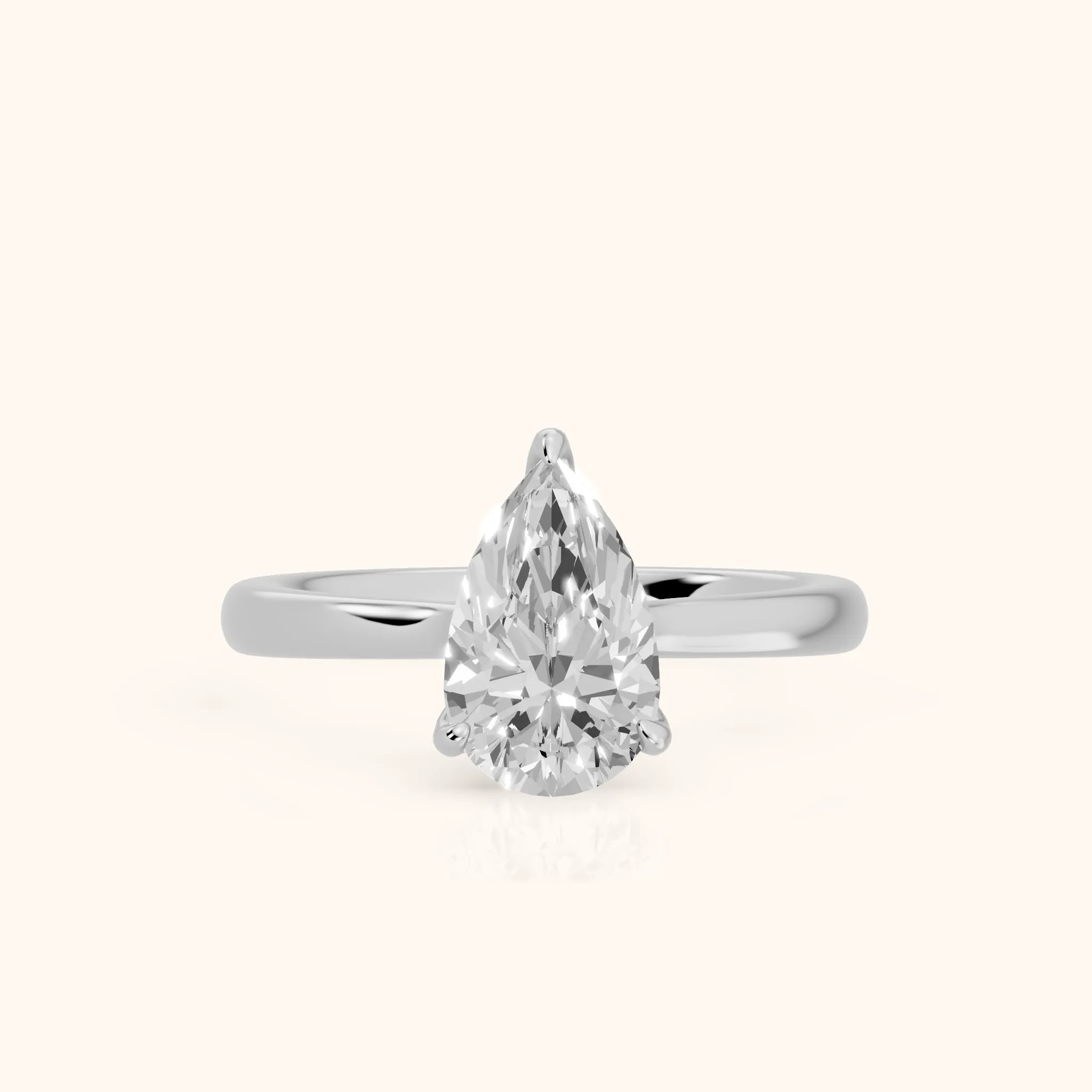 Mena Hidden Halo Pear Diamond Engagement Ring in Silver — view 1