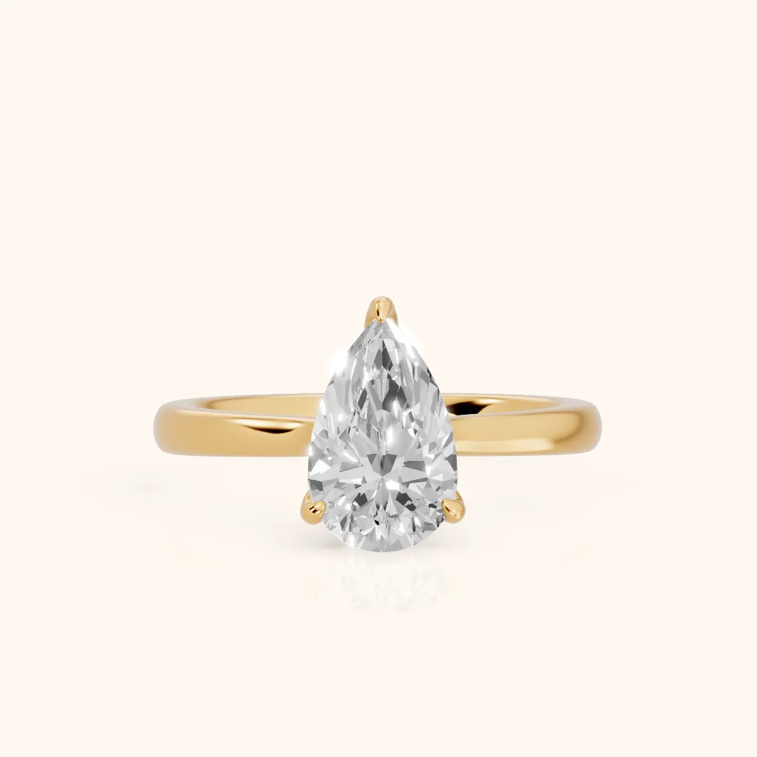 Mena Hidden Halo Pear Diamond Engagement Ring in Yellow Gold — view 2