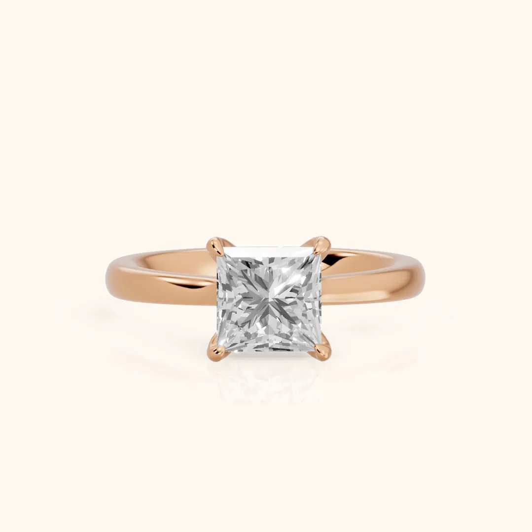 Mena Hidden Halo Princess Diamond Engagement Ring in Rose Gold — view 2