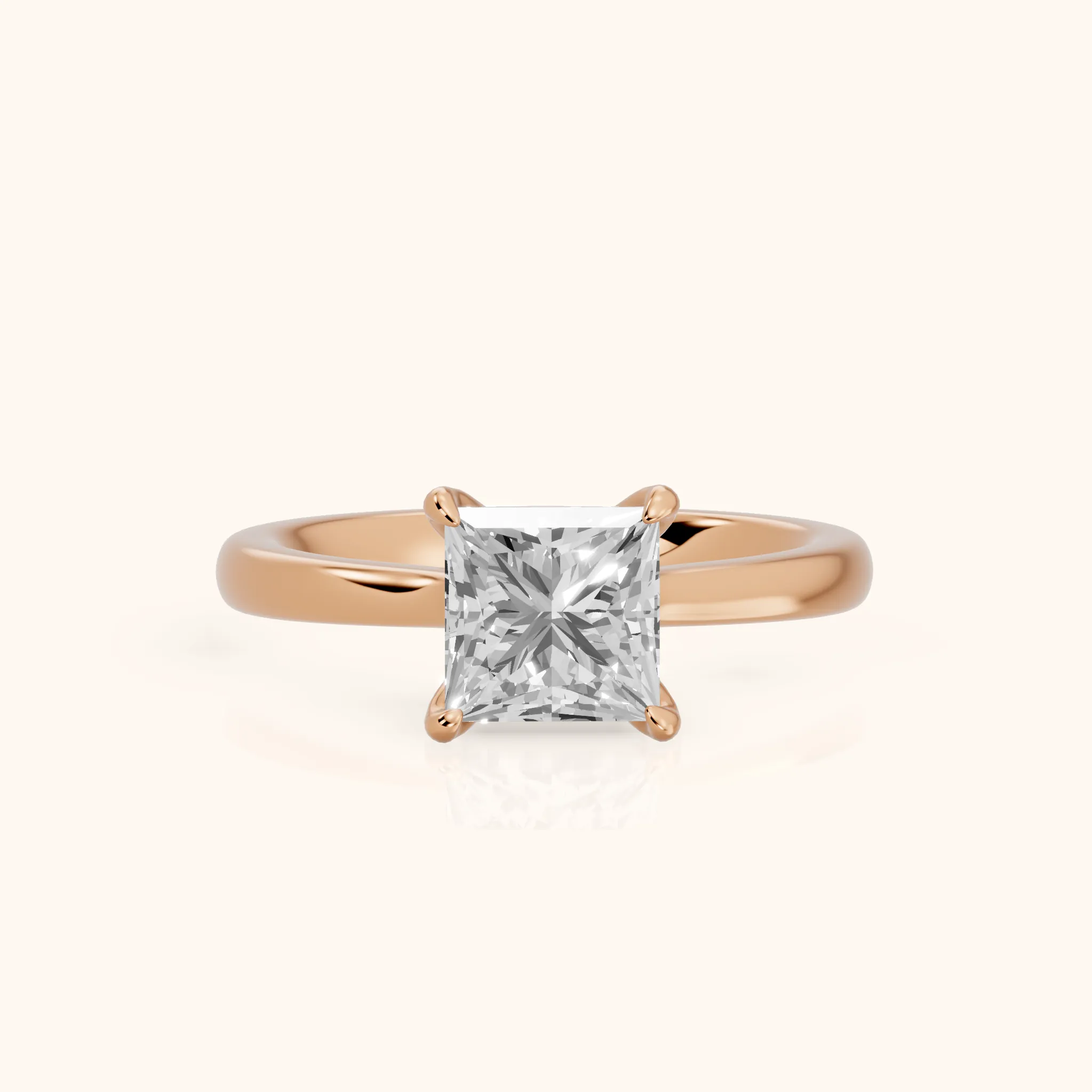 Mena Hidden Halo Princess Diamond Engagement Ring in Rose Gold — view 1