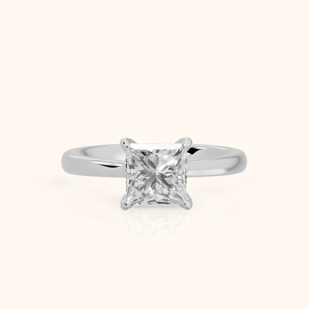 Mena Hidden Halo Princess Diamond Engagement Ring in Silver — view 2