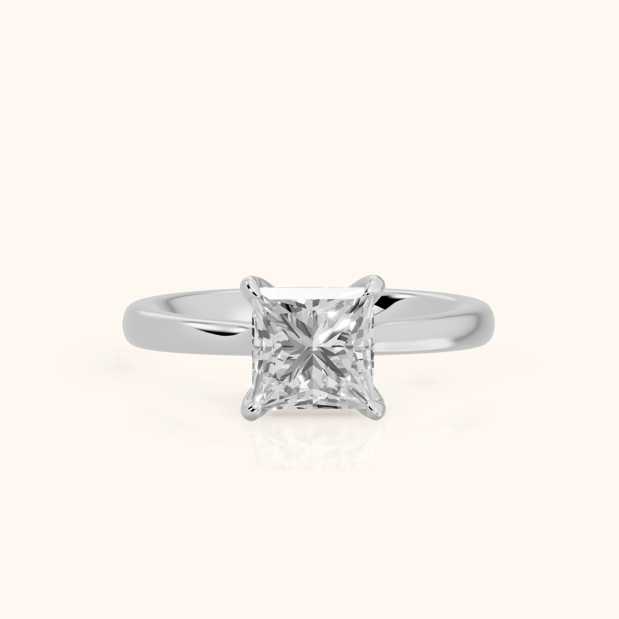 Mena Hidden Halo Princess Diamond Engagement Ring in Silver — view 1