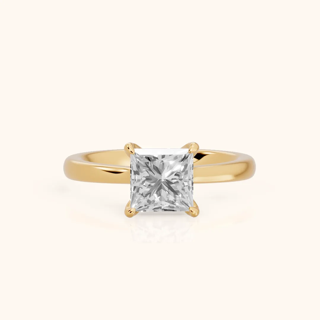 Mena Hidden Halo Princess Diamond Engagement Ring in Yellow Gold — view 2