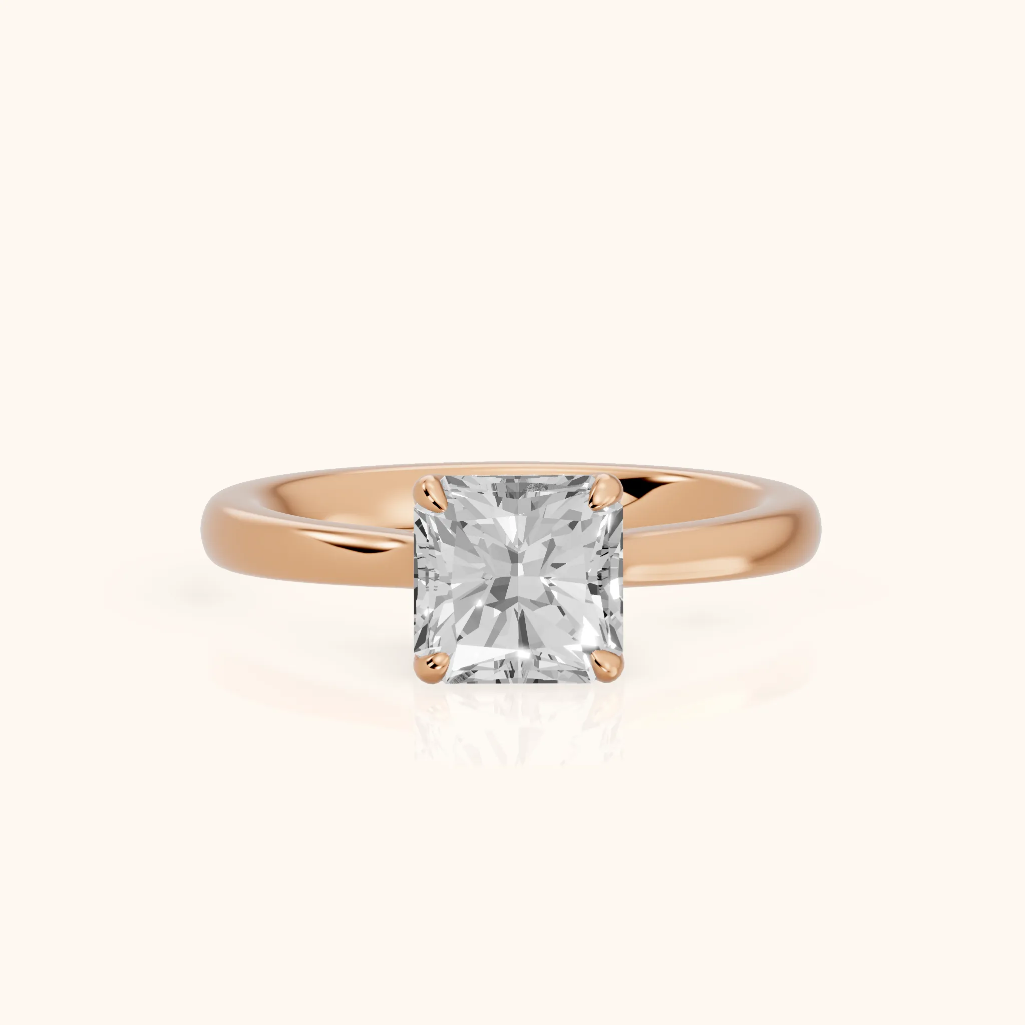 Mena Hidden Halo Radiant Diamond Engagement Ring in Rose Gold — view 1