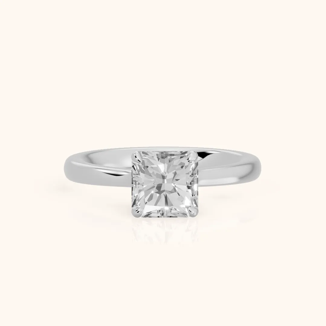 Mena Hidden Halo Radiant Diamond Engagement Ring in Silver — view 2