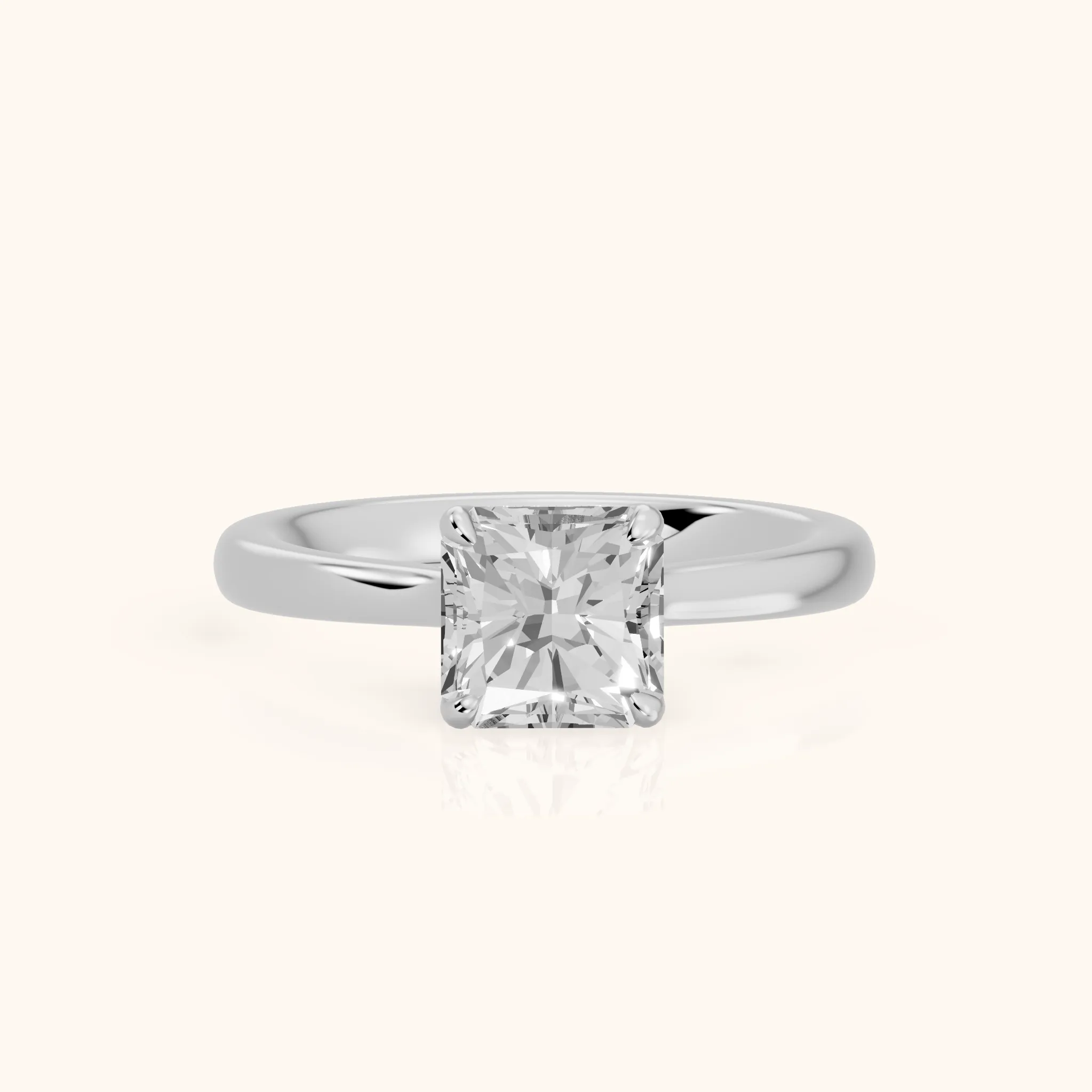 Mena Hidden Halo Radiant Diamond Engagement Ring in Silver — view 1