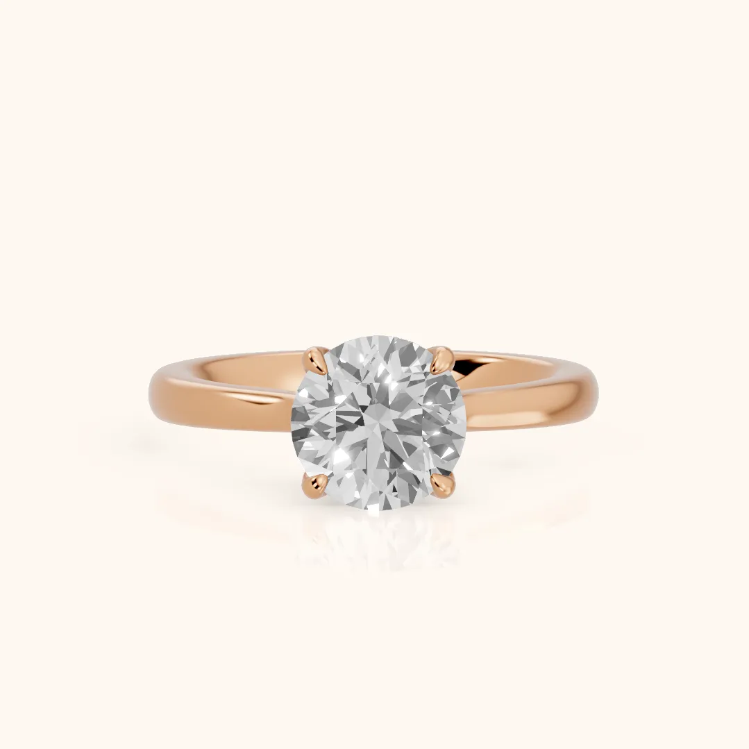 Mena Hidden Halo Round Diamond Engagement Ring in Rose Gold — view 2
