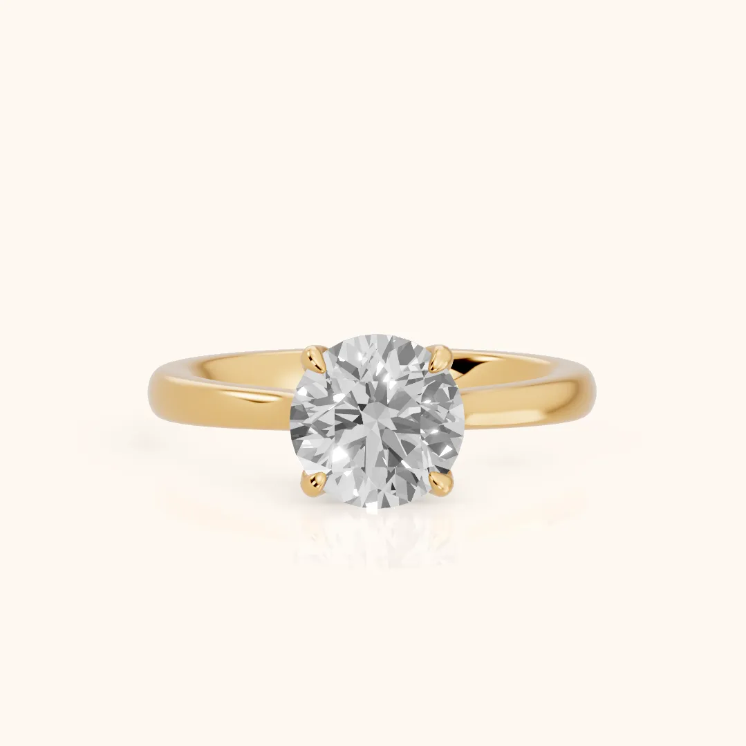 Mena Hidden Halo Round Diamond Engagement Ring in Yellow Gold — view 2