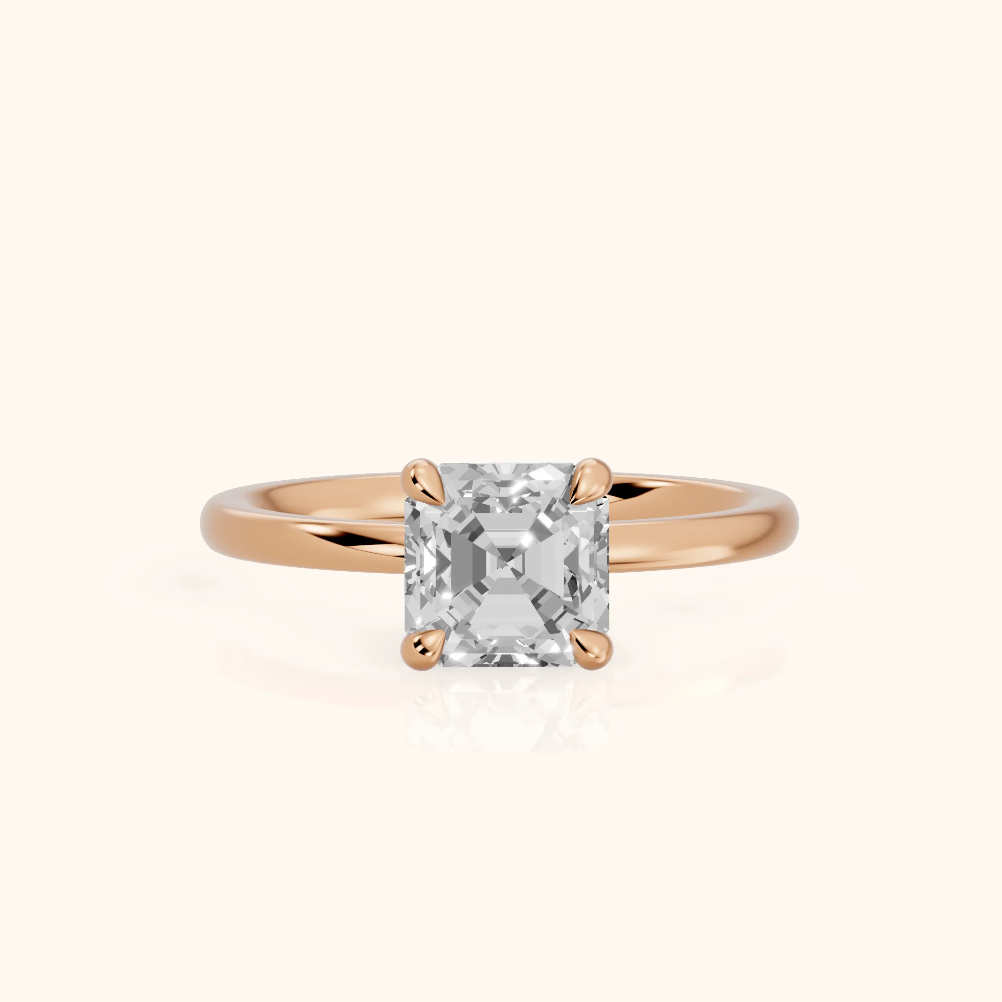 Nella Petite Solitaire Asscher Diamond Engagement Ring in Rose Gold — view 1