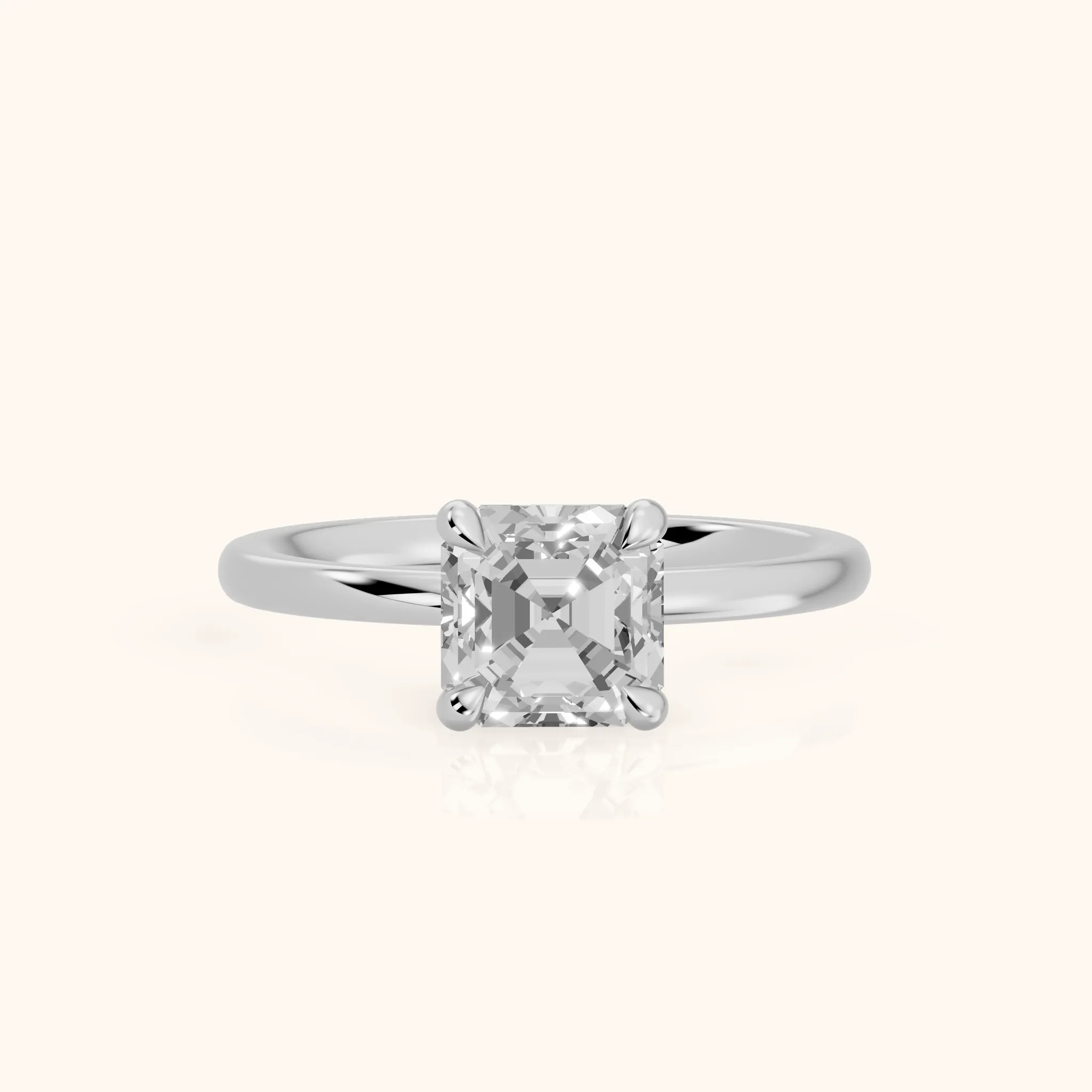 Nella Petite Solitaire Asscher Diamond Engagement Ring in Platinum — view 1