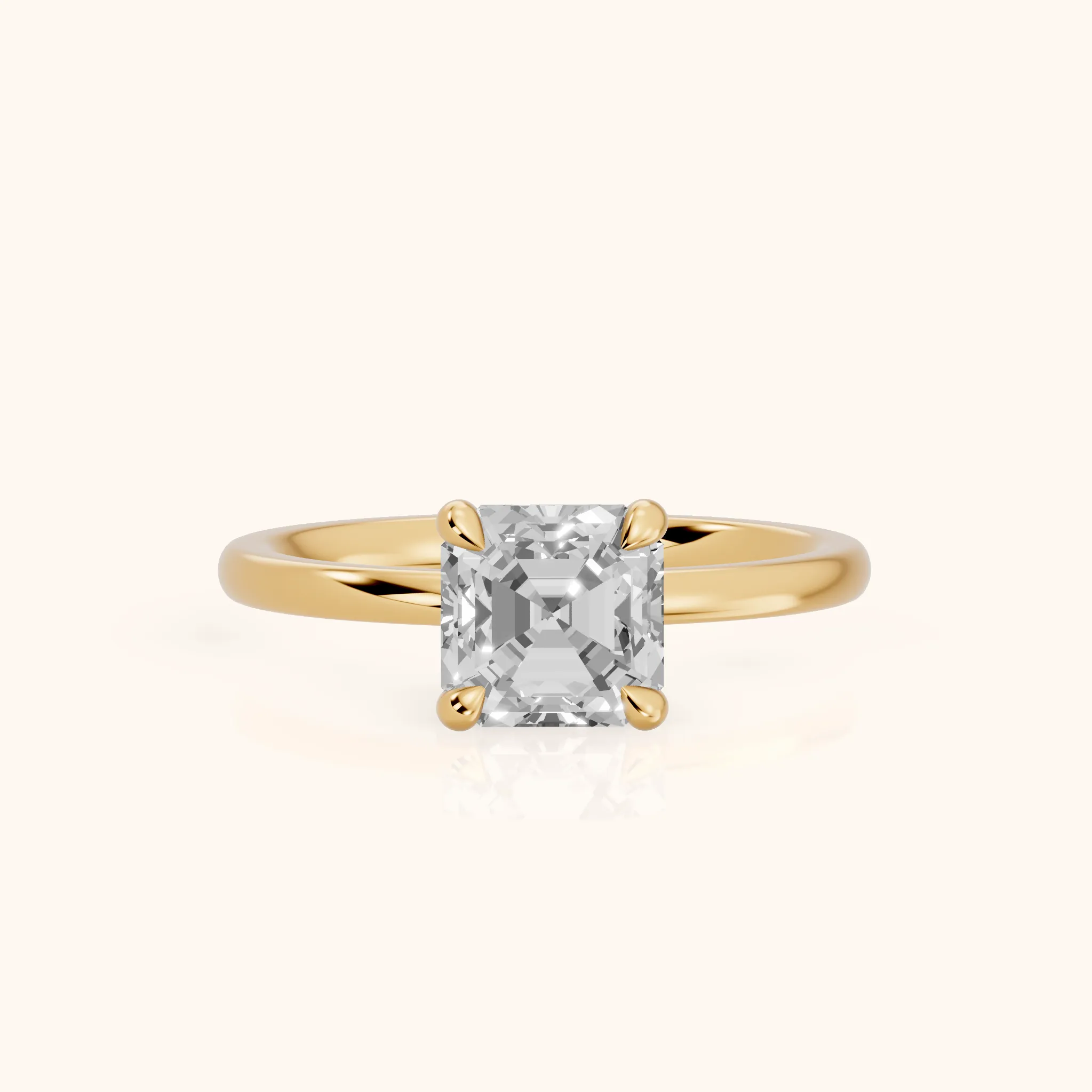 Nella Petite Solitaire Asscher Diamond Engagement Ring in Yellow Gold — view 1