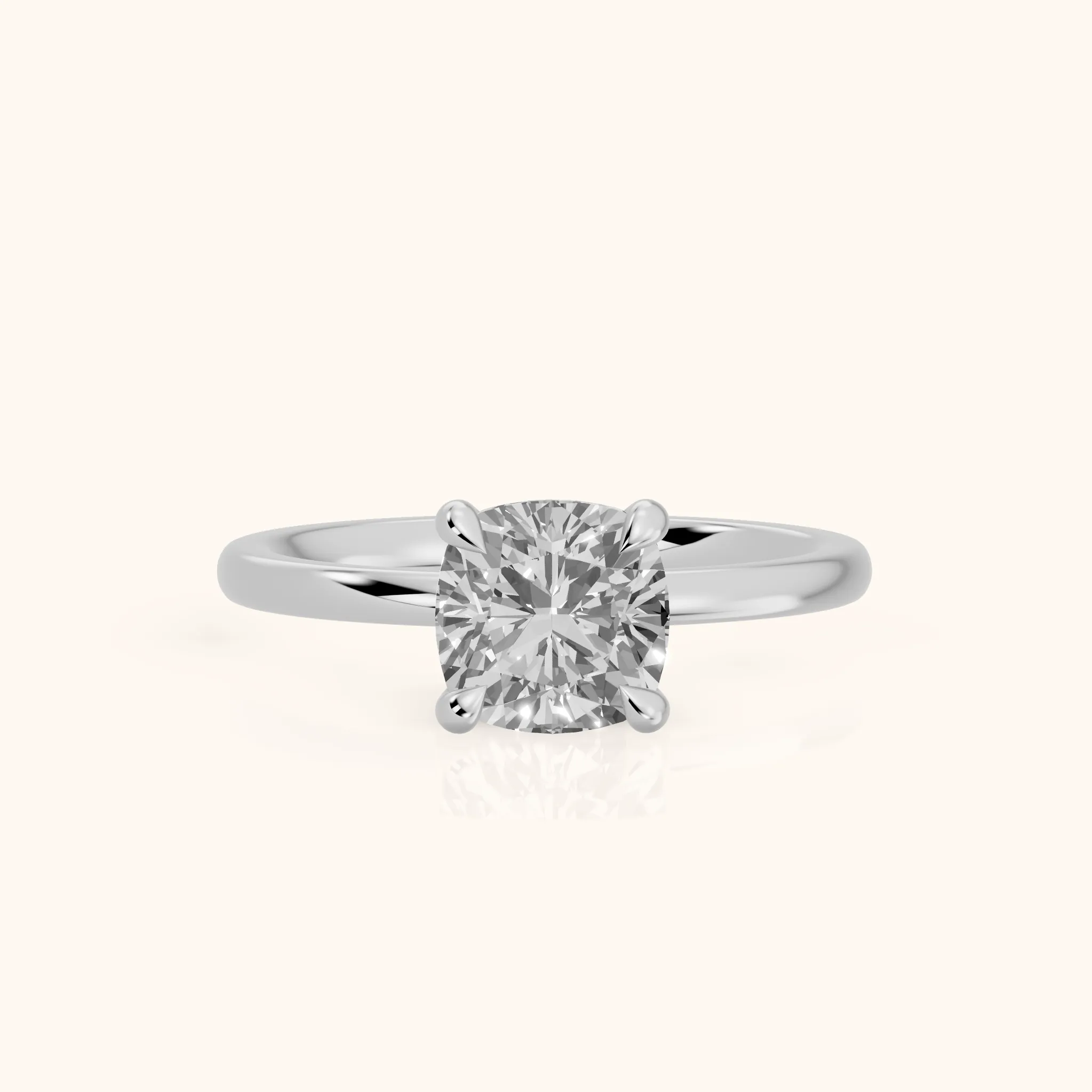Nella Petite Solitaire Cushion Diamond Engagement Ring in Platinum — view 1
