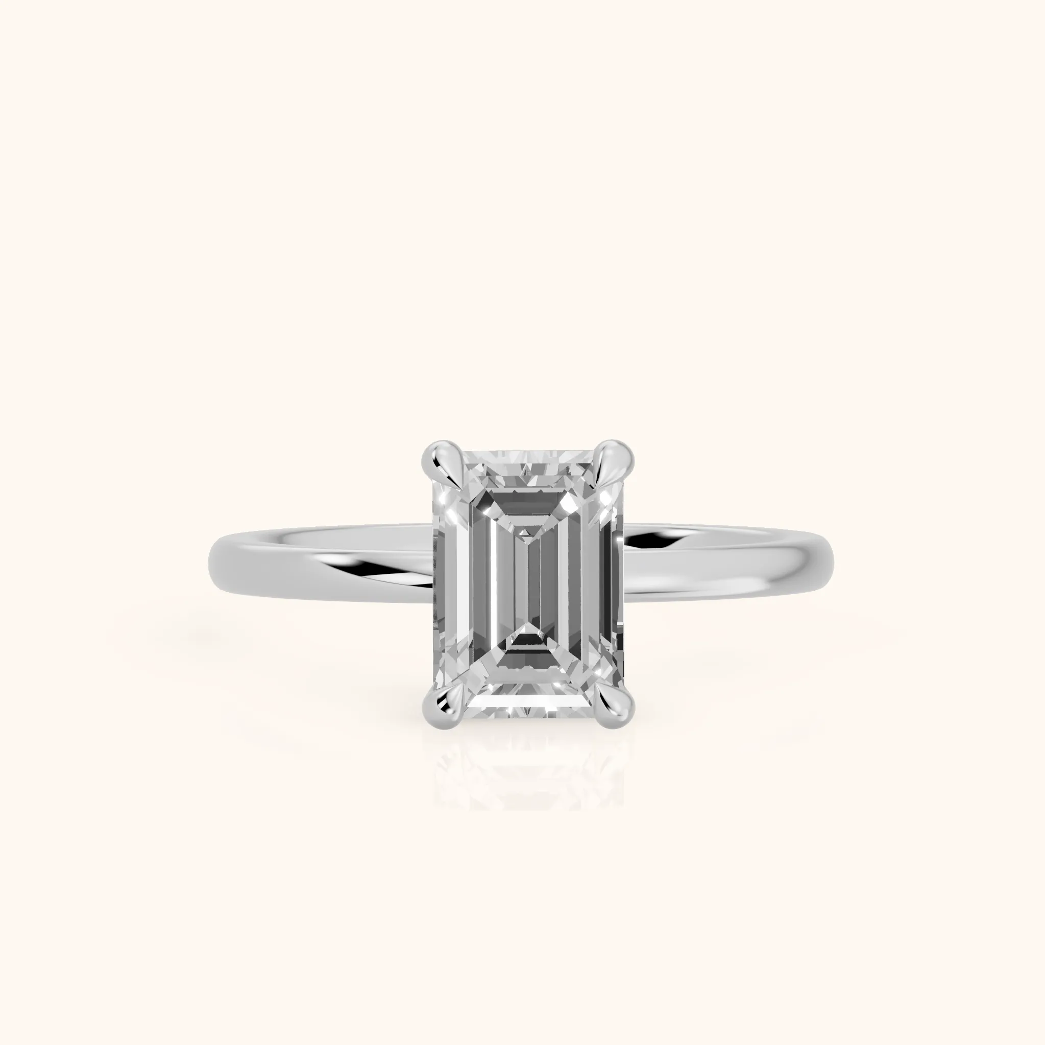 Nella Petite Solitaire Emerald Diamond Engagement Ring in White Gold — view 1