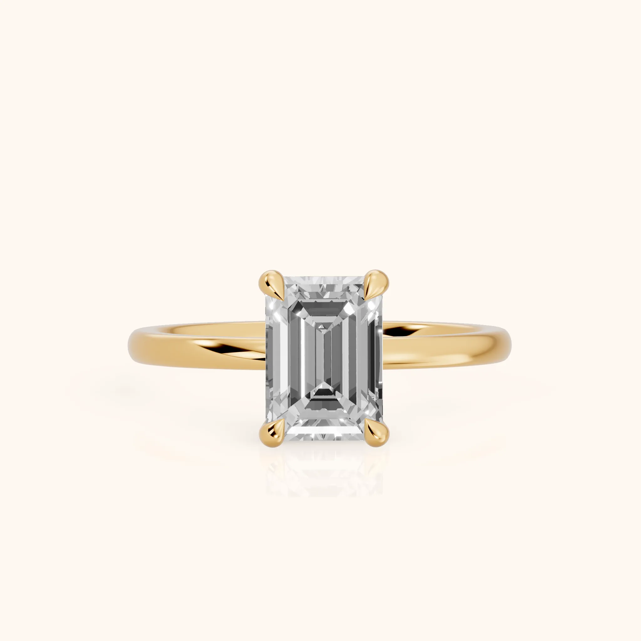 Nella Petite Solitaire Emerald Diamond Engagement Ring in Yellow Gold — view 1