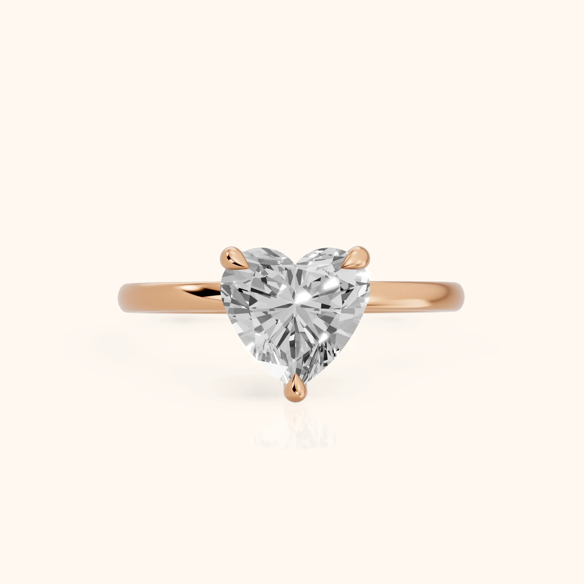 Nella Petite Solitaire Heart Diamond Engagement Ring in Rose Gold — view 1