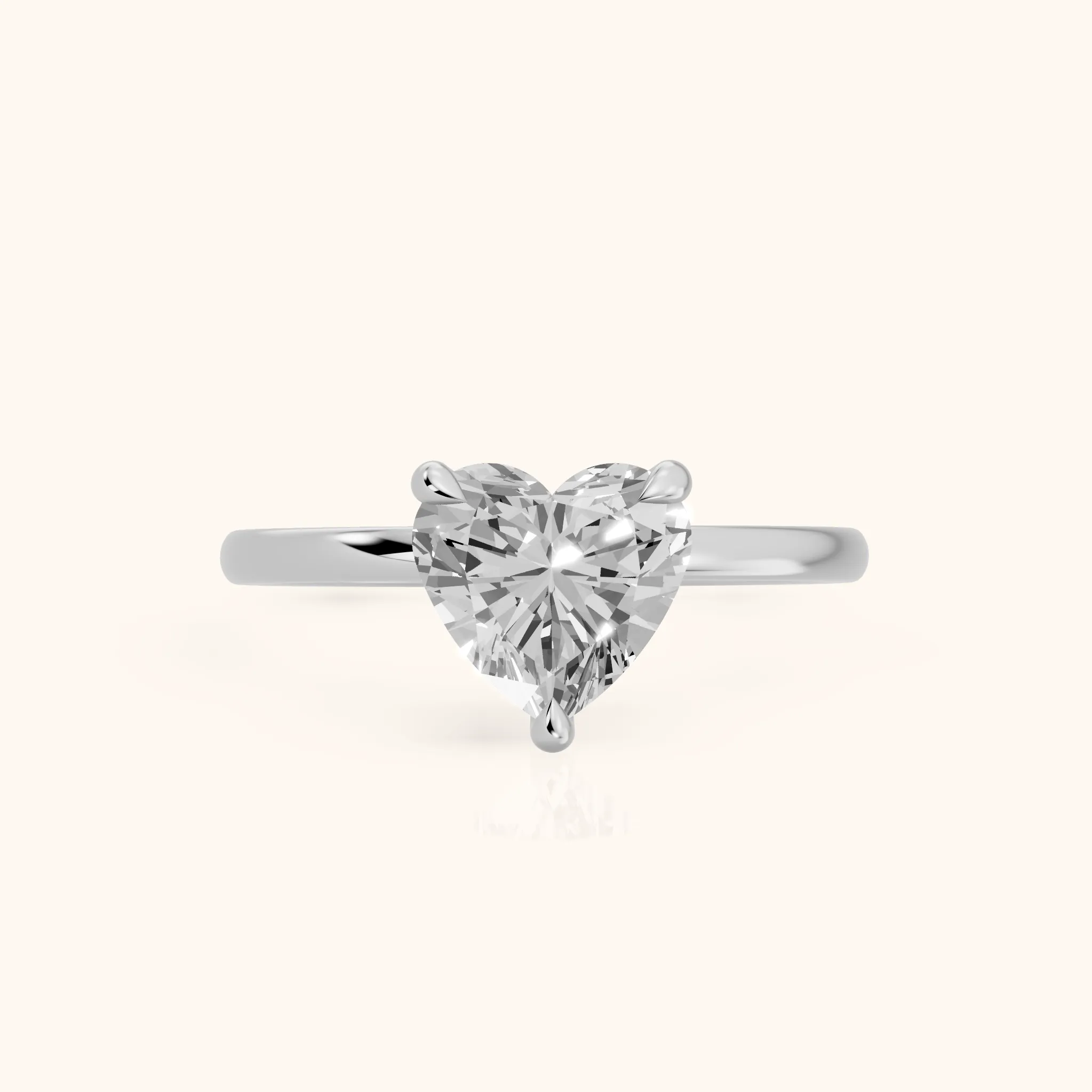 Nella Petite Solitaire Heart Diamond Engagement Ring in Platinum — view 1