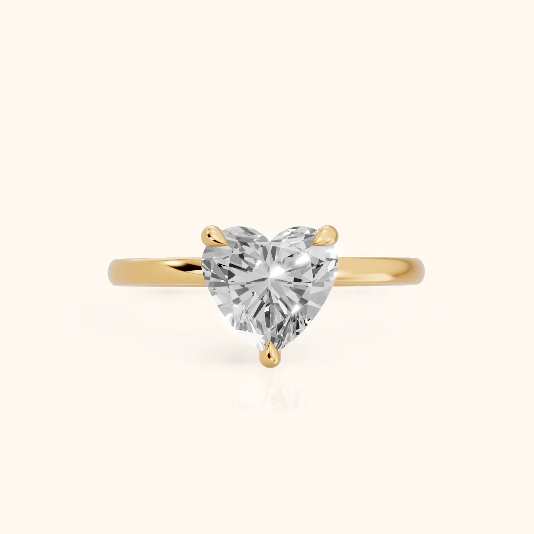 Nella Petite Solitaire Heart Diamond Engagement Ring in Yellow Gold — view 2