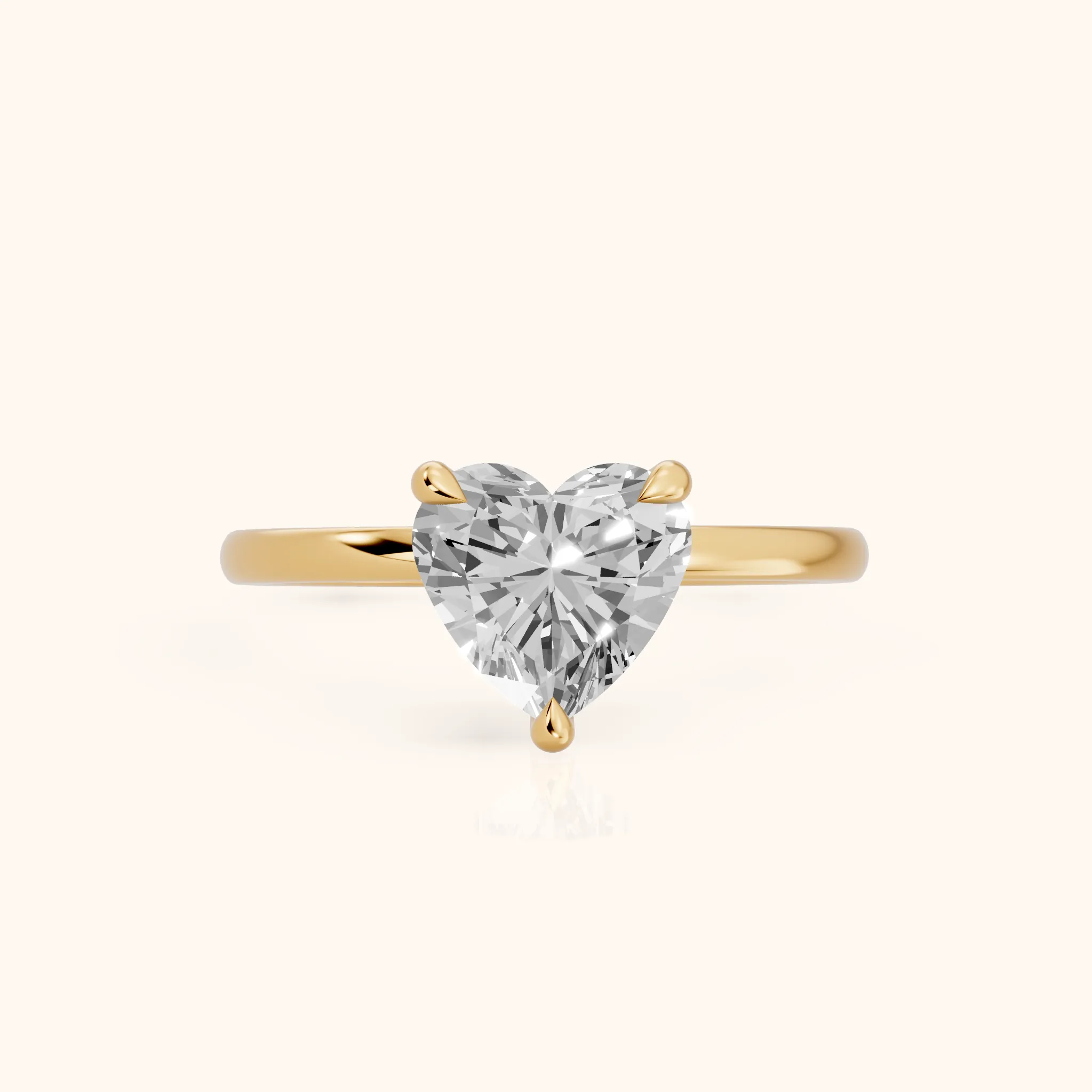 Nella Petite Solitaire Heart Diamond Engagement Ring in Yellow Gold — view 1