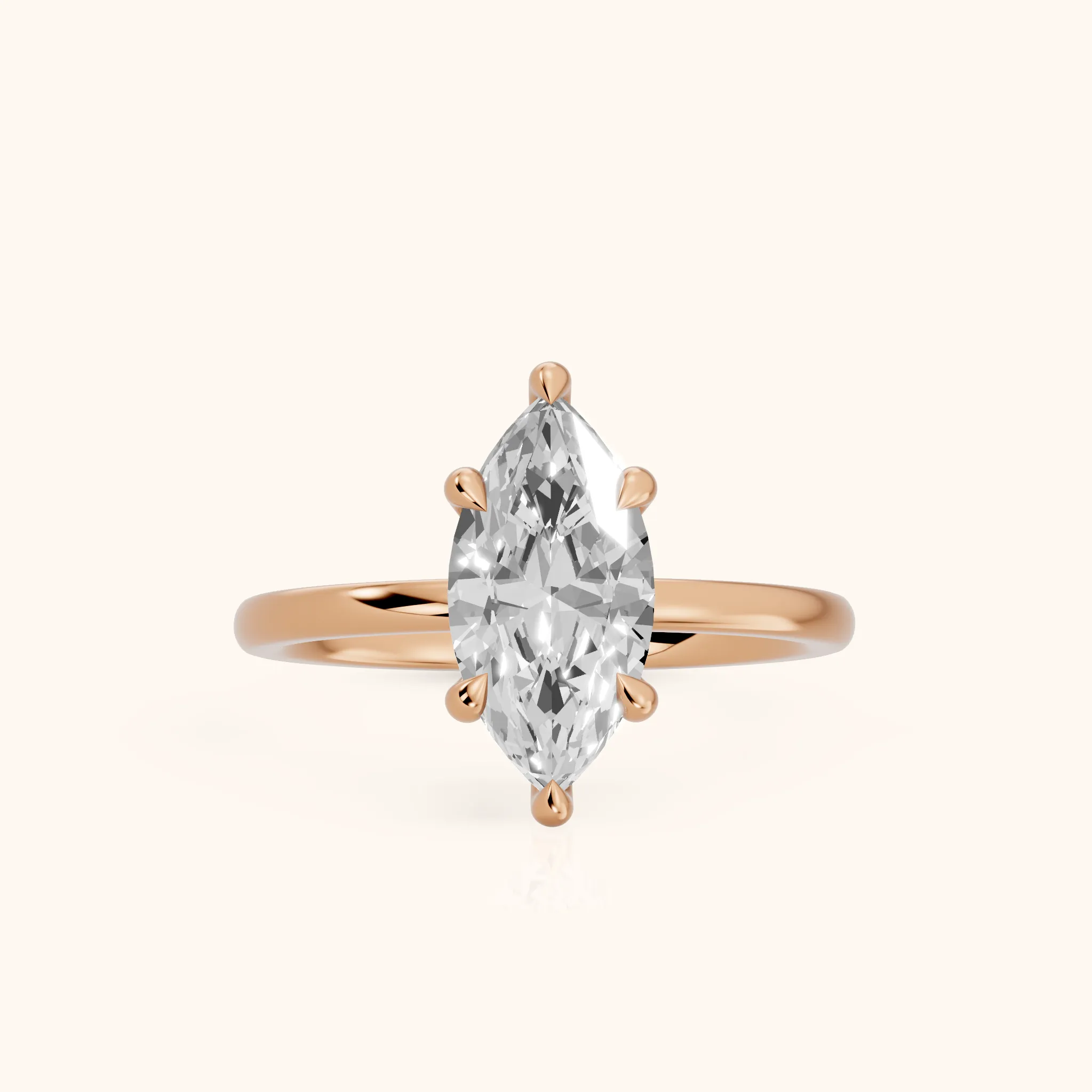 Nella Petite Solitaire Marquise Diamond Engagement Ring in Rose Gold — view 1