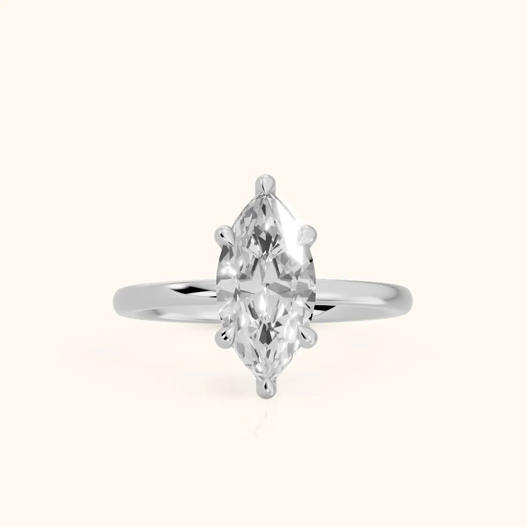 Nella Petite Solitaire Marquise Diamond Engagement Ring in Silver — view 2