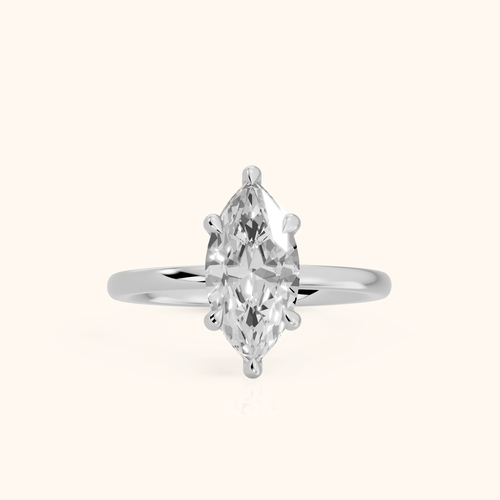 Nella Petite Solitaire Marquise Diamond Engagement Ring in Silver — view 1