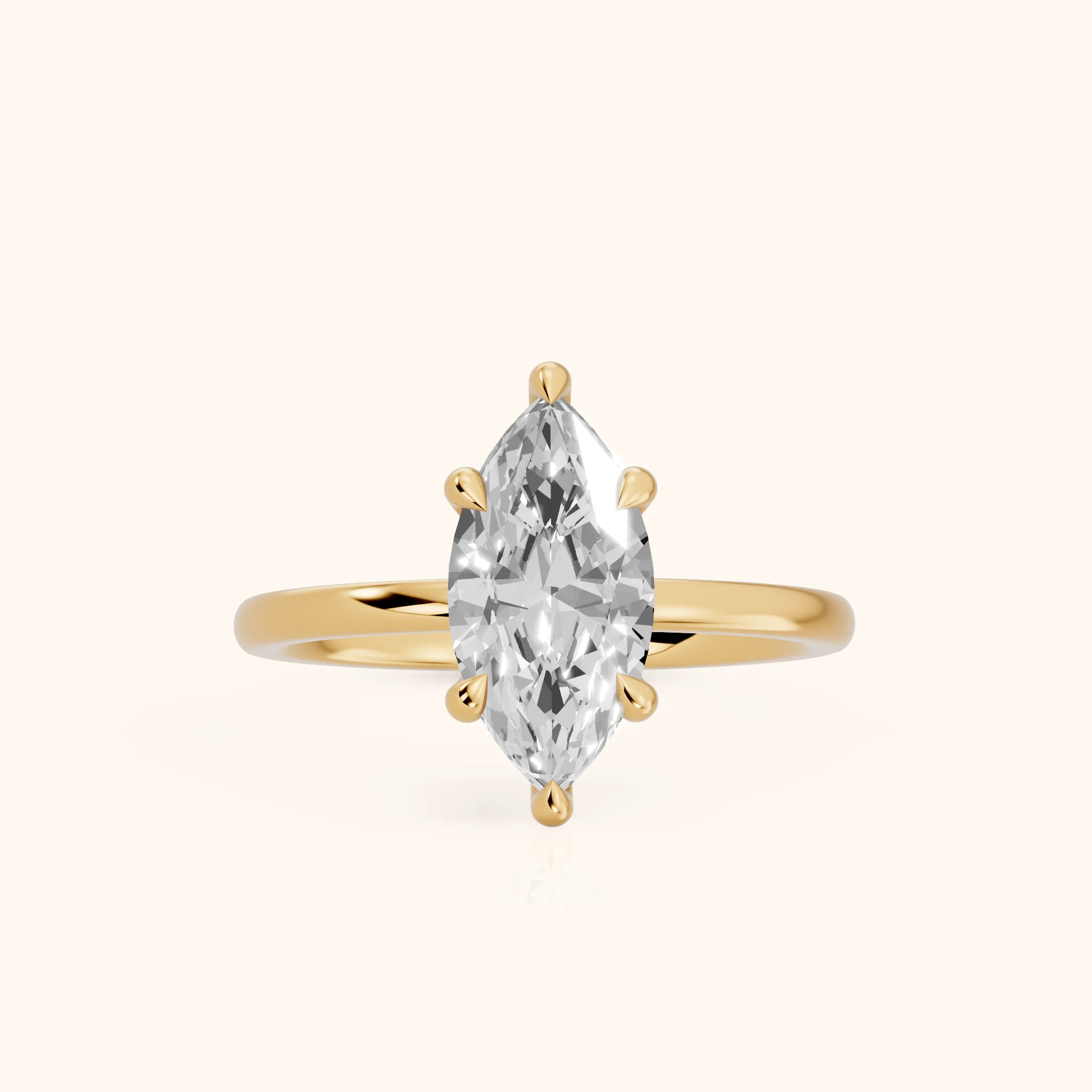 Nella Petite Solitaire Marquise Diamond Engagement Ring in Yellow Gold — view 1