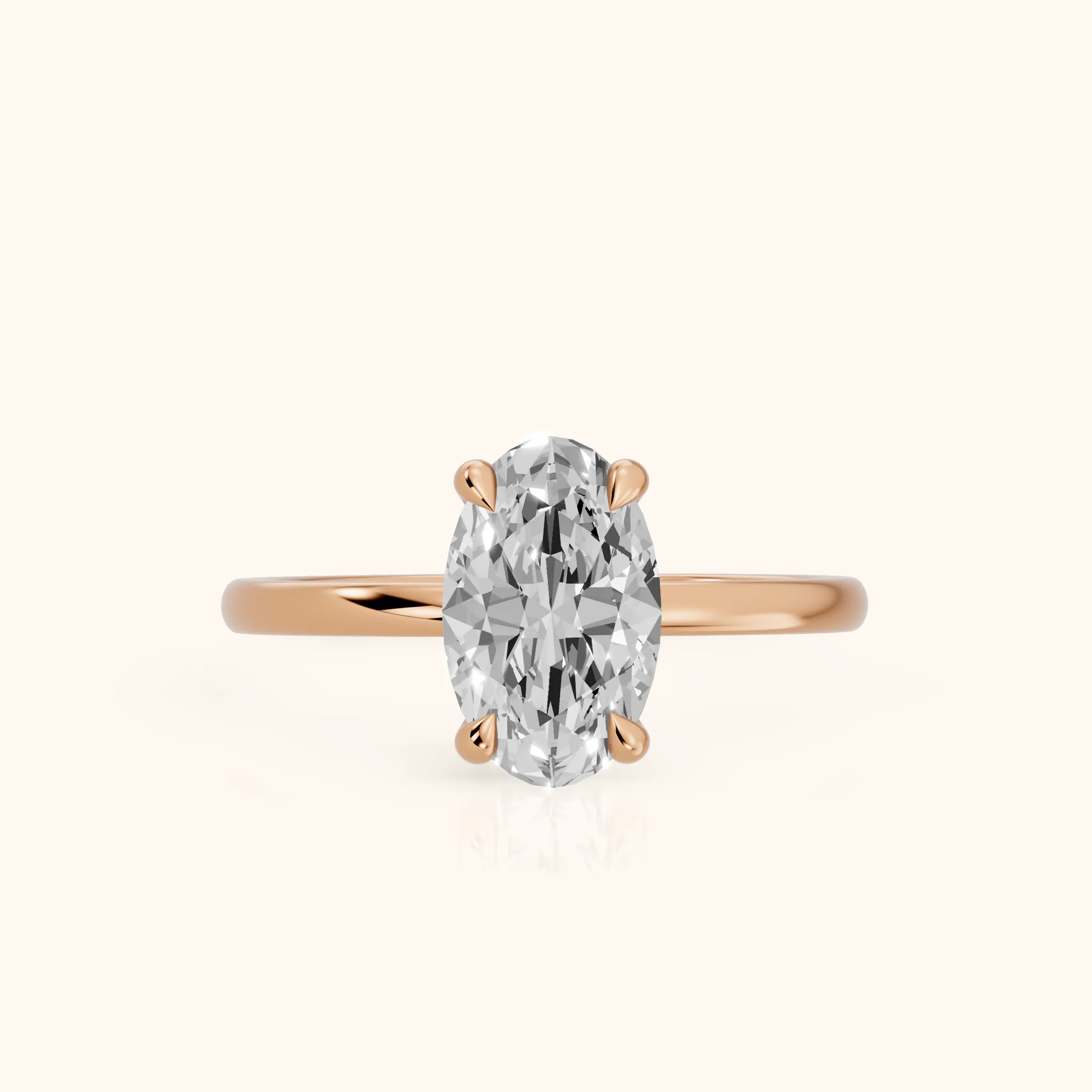 Nella Petite Solitaire Oval Diamond Engagement Ring in Rose Gold — view 1