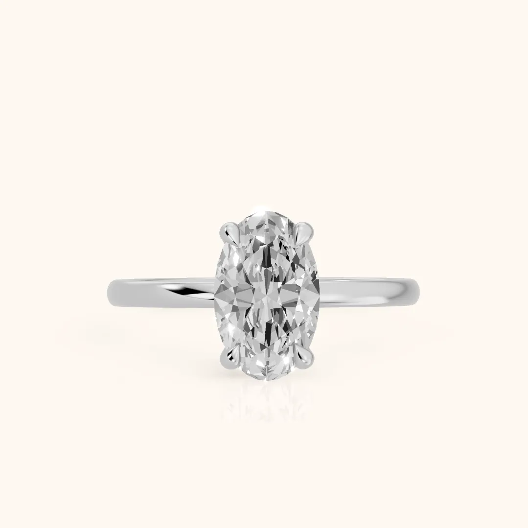 Nella Petite Solitaire Oval Diamond Engagement Ring in White Gold — view 2