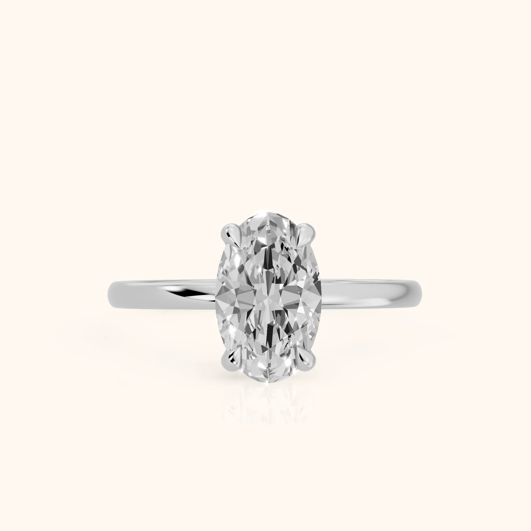 Nella Petite Solitaire Oval Diamond Engagement Ring in White Gold — view 1