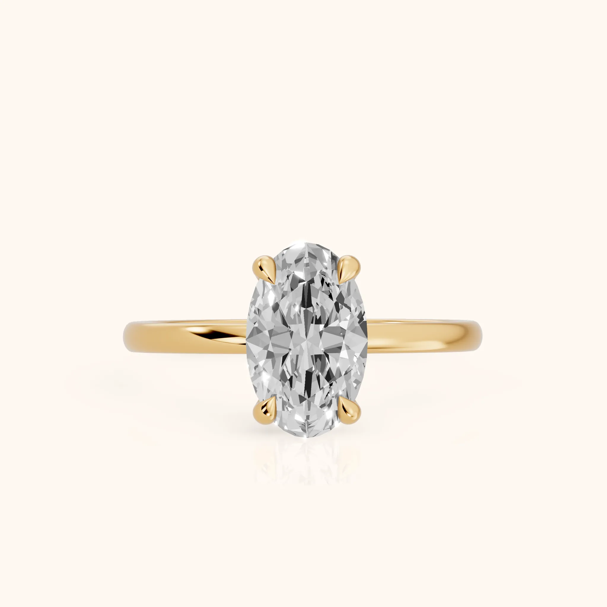 Nella Petite Solitaire Oval Diamond Engagement Ring in Yellow Gold — view 1