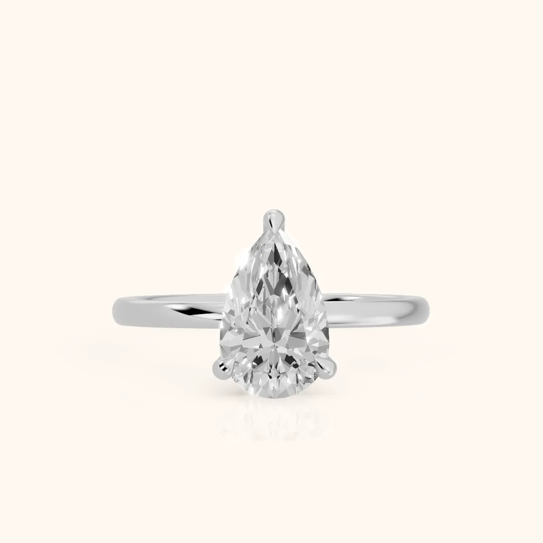 Nella Petite Solitaire Pear Diamond Engagement Ring in White Gold — view 2