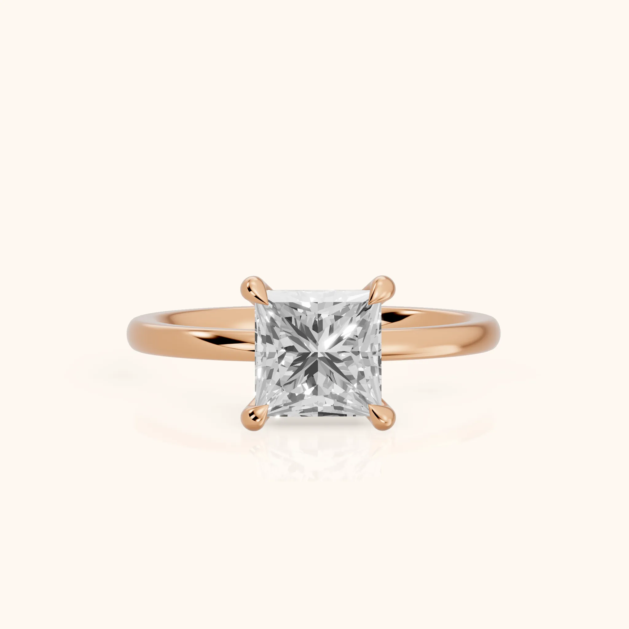 Nella Petite Solitaire Princess Diamond Engagement Ring in Rose Gold — view 1