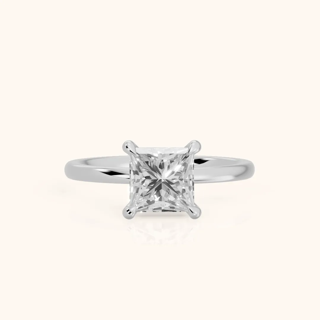 Nella Petite Solitaire Princess Diamond Engagement Ring in Platinum — view 2