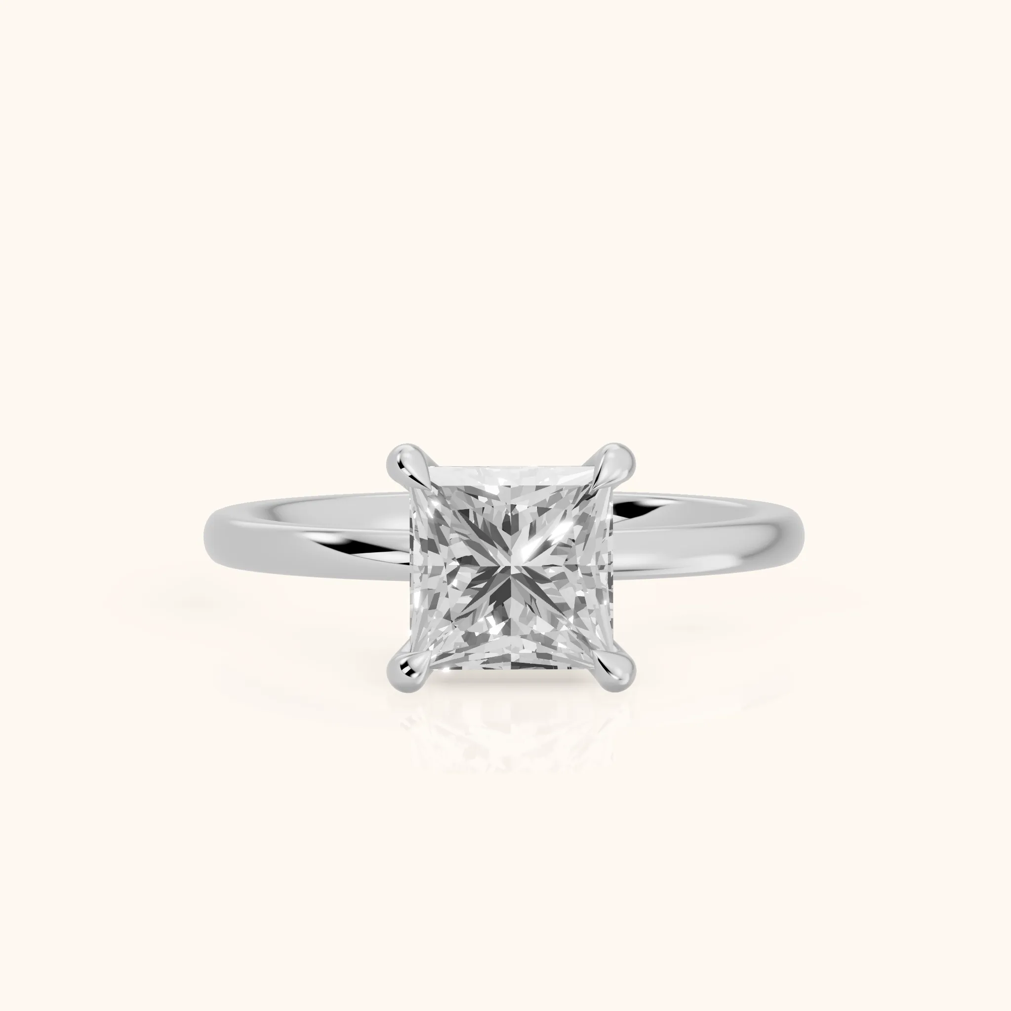 Nella Petite Solitaire Princess Diamond Engagement Ring in Platinum — view 1