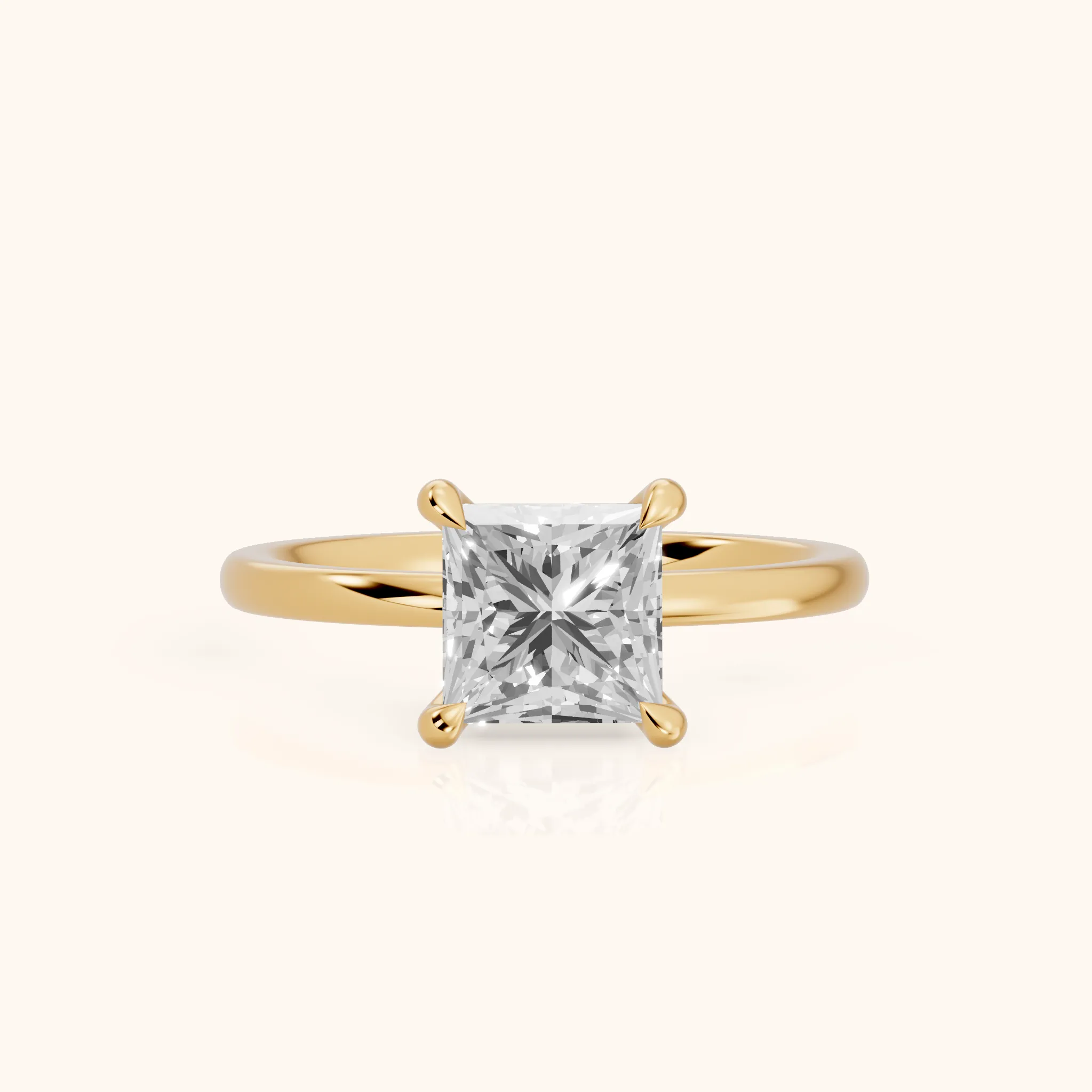 Nella Petite Solitaire Princess Diamond Engagement Ring in Yellow Gold — view 1