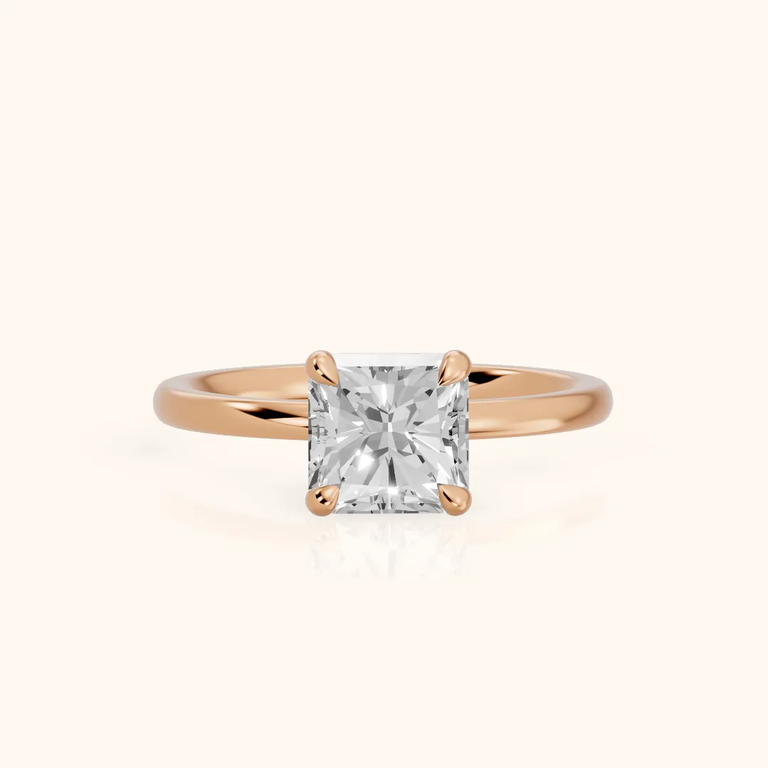 Nella Petite Solitaire Radiant Diamond Engagement Ring in Rose Gold — view 2