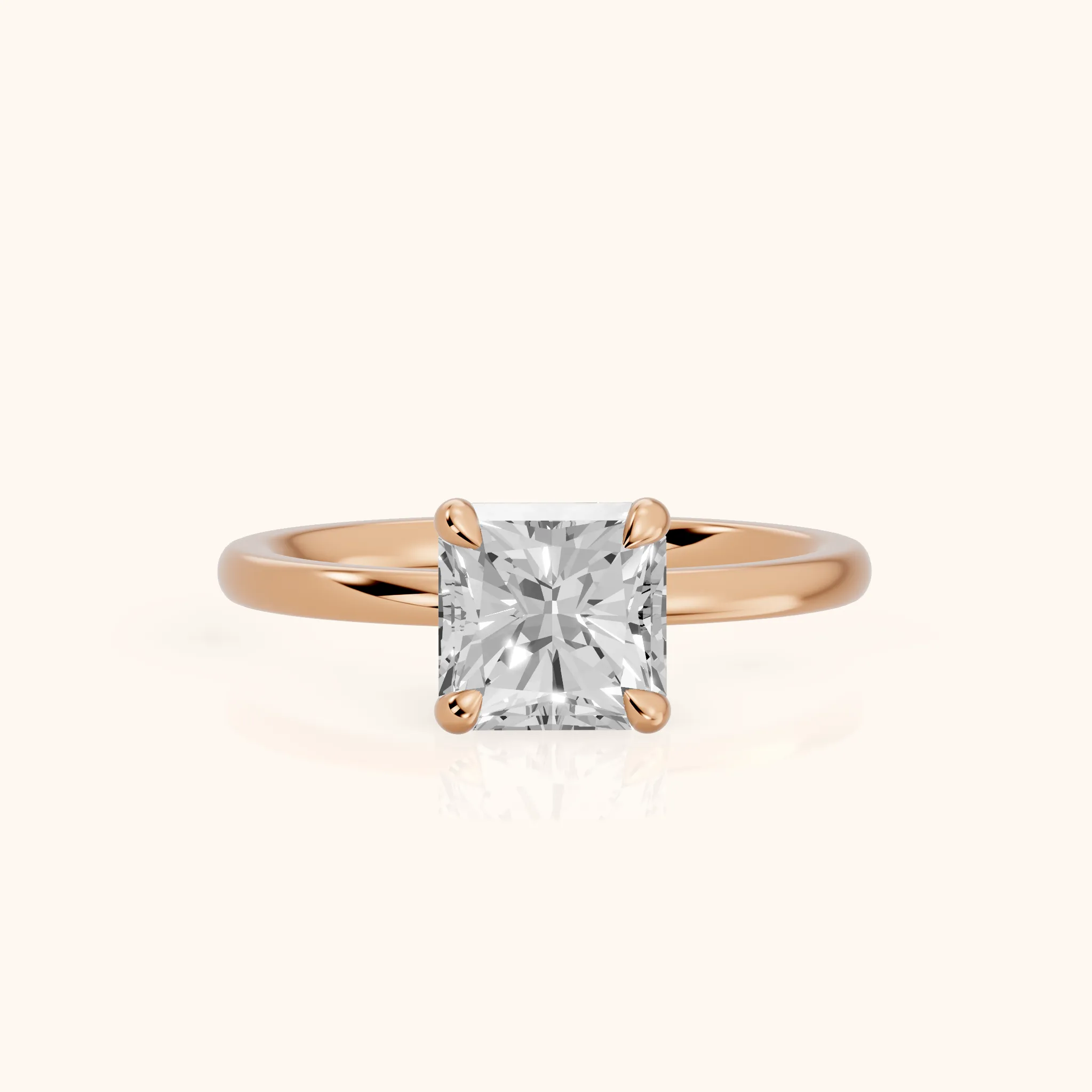 Nella Petite Solitaire Radiant Diamond Engagement Ring in Rose Gold — view 1