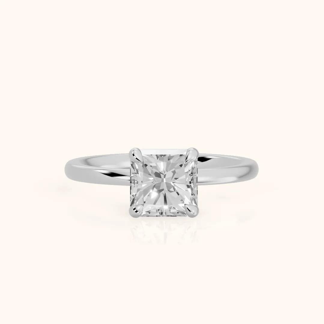 Nella Petite Solitaire Radiant Diamond Engagement Ring in Platinum — view 2