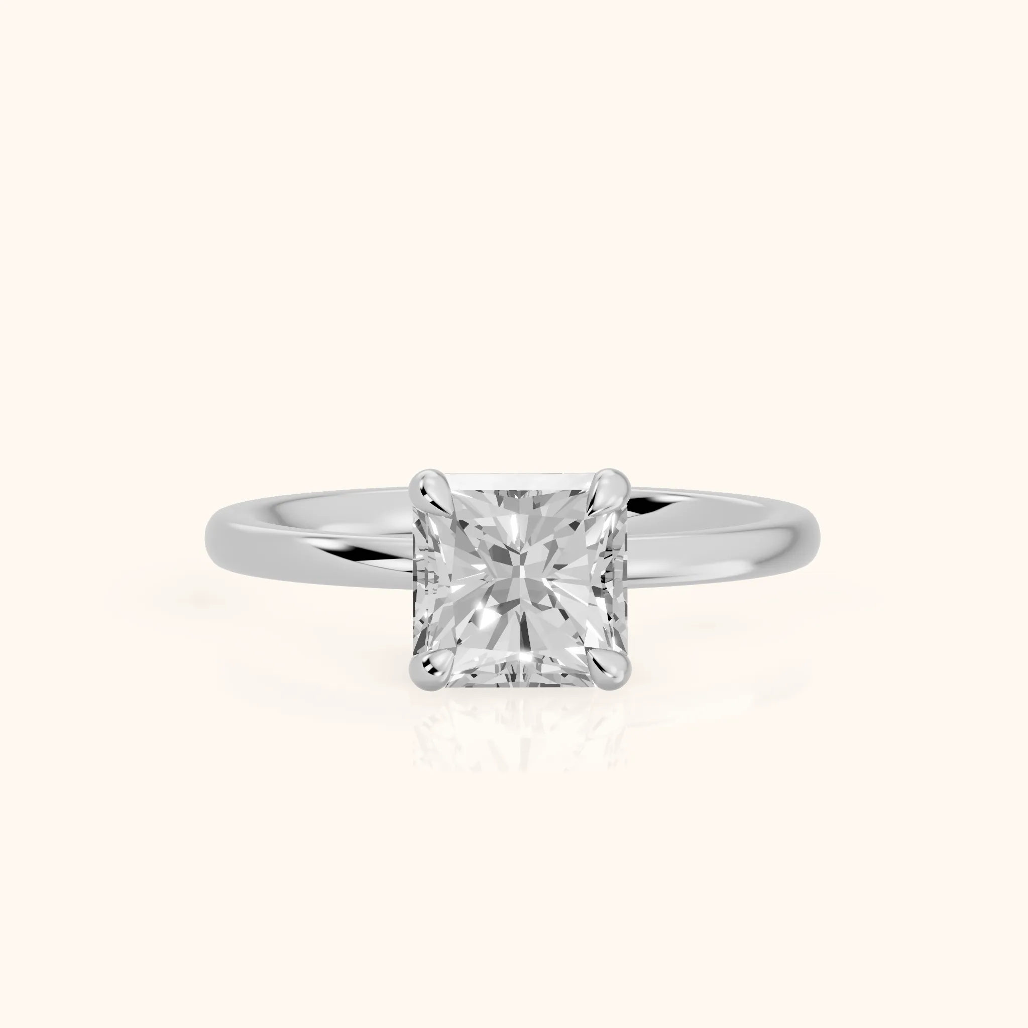 Nella Petite Solitaire Radiant Diamond Engagement Ring in Platinum — view 1