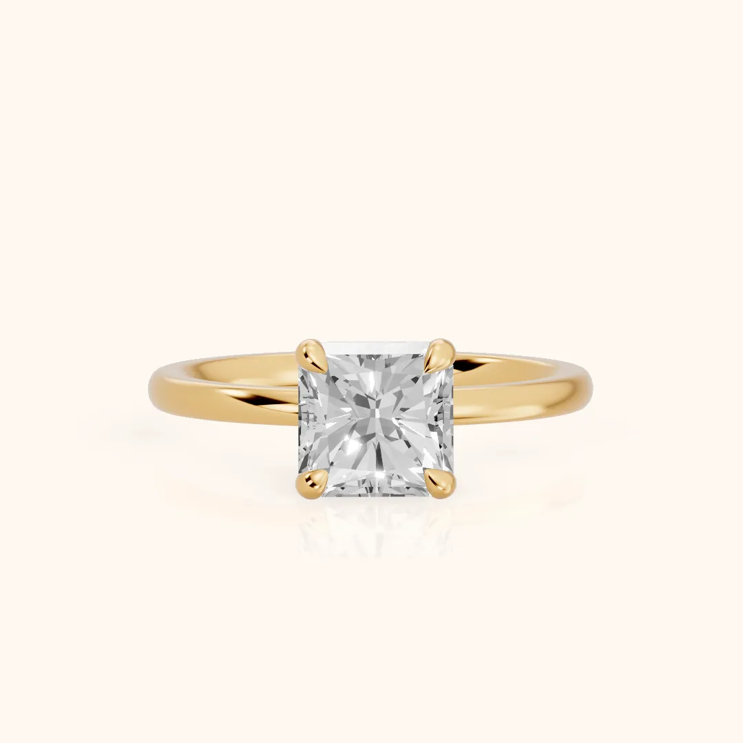 Nella Petite Solitaire Radiant Diamond Engagement Ring in Yellow Gold — view 2