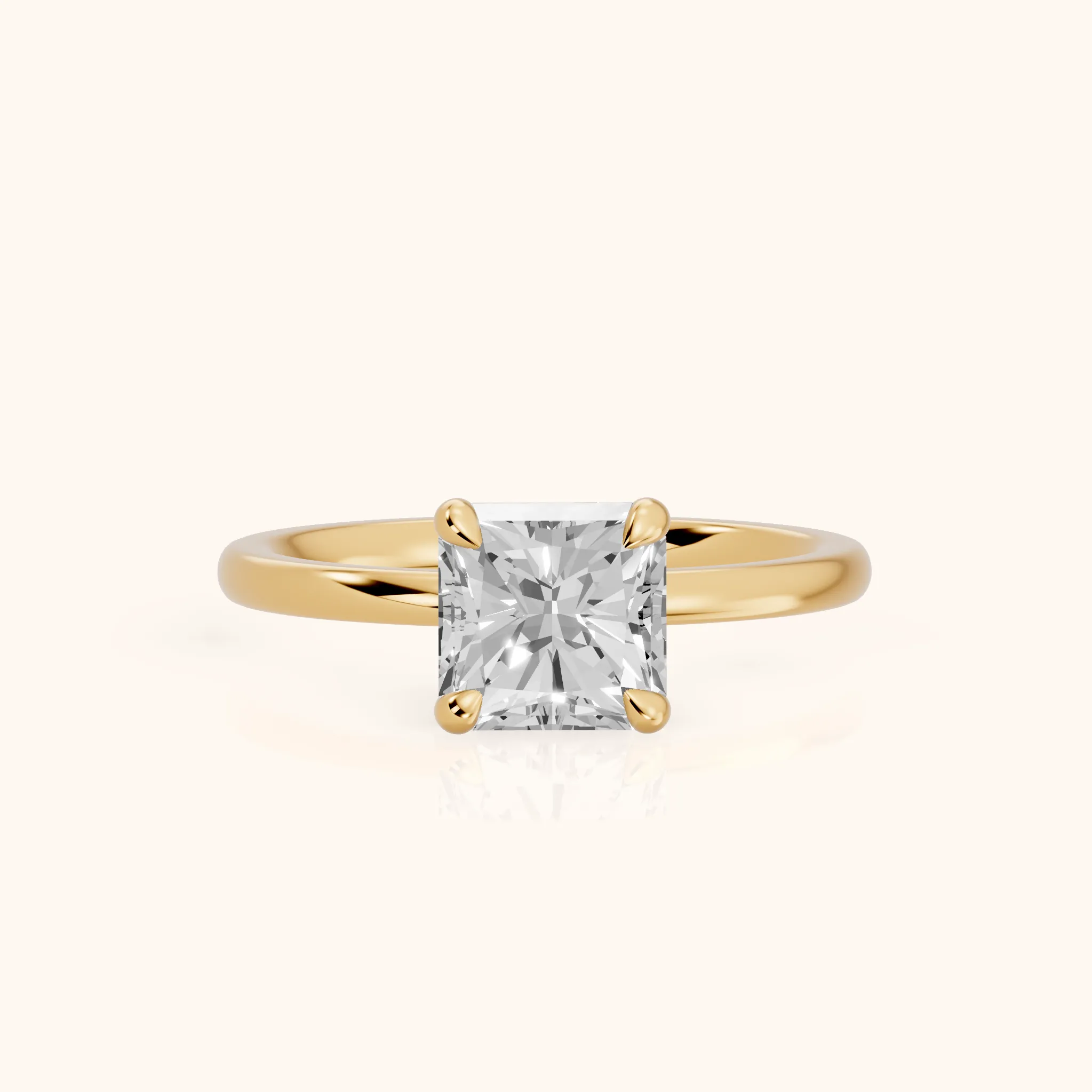 Nella Petite Solitaire Radiant Diamond Engagement Ring in Yellow Gold — view 1