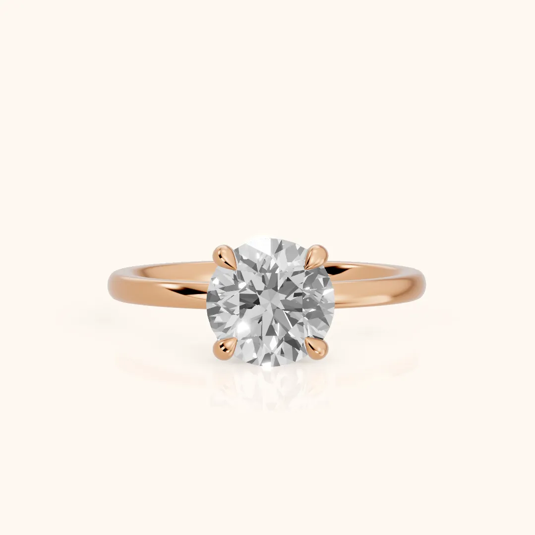 Nella Petite Solitaire Round Diamond Engagement Ring in Rose Gold — view 2