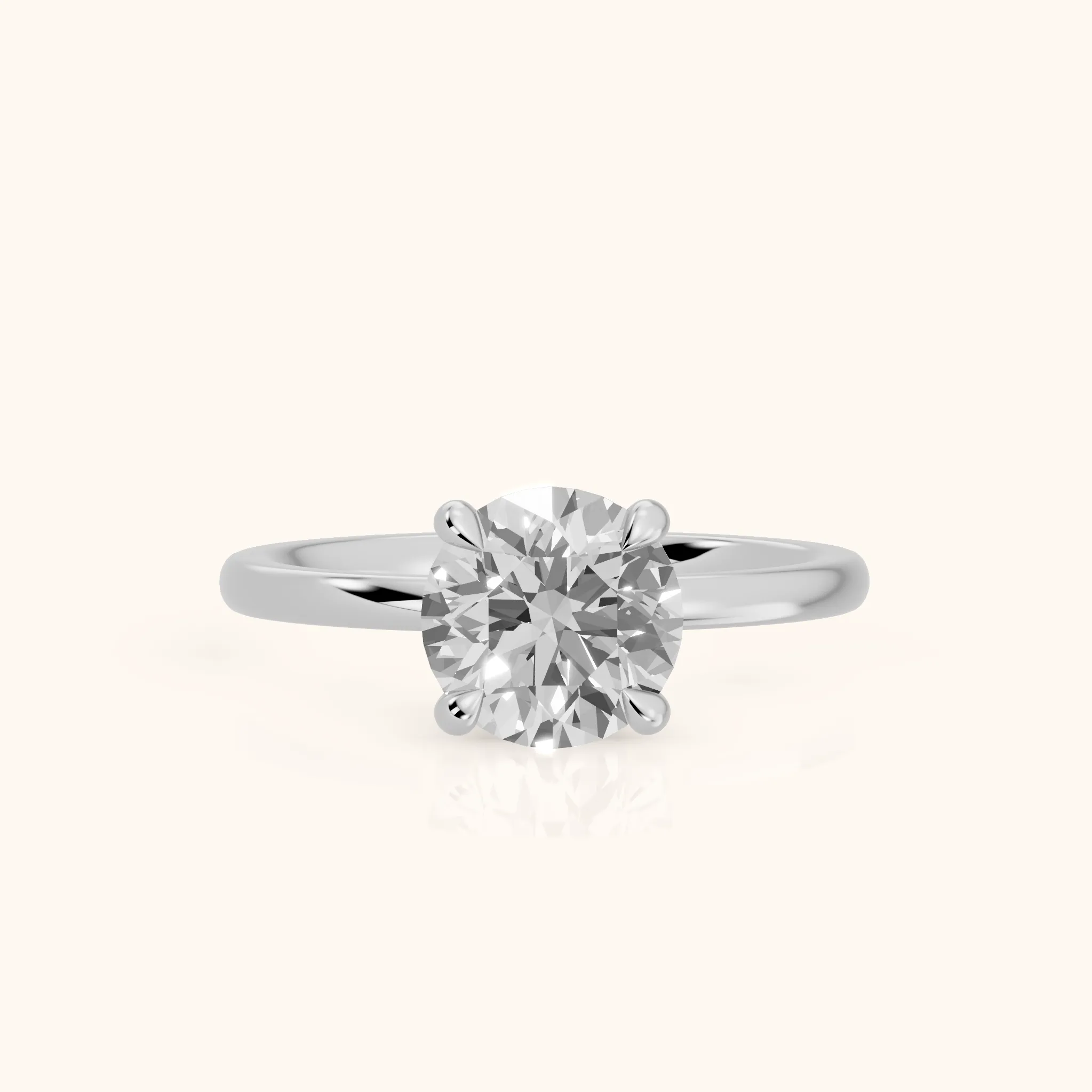 Nella Petite Solitaire Round Diamond Engagement Ring in White Gold — view 1