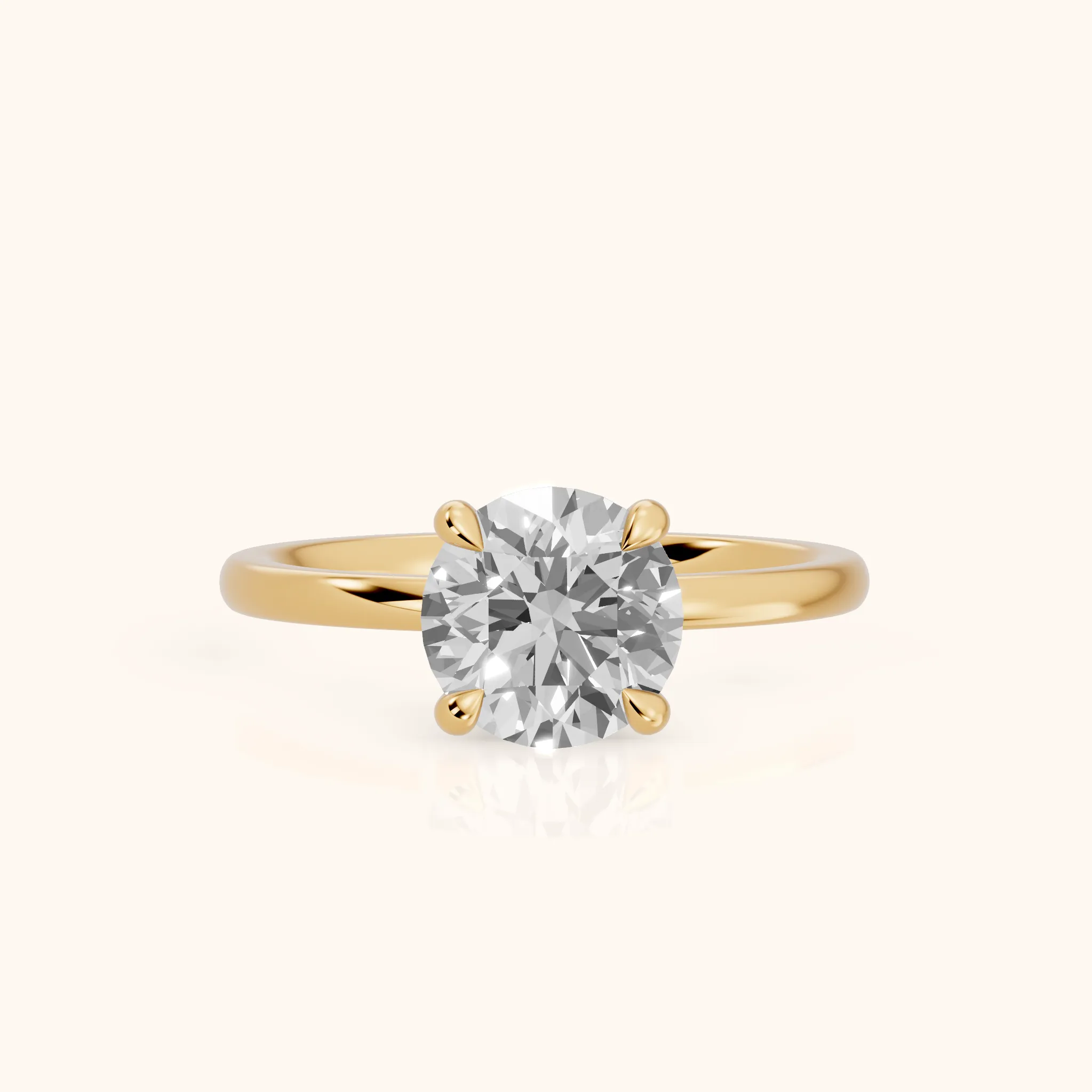 Nella Petite Solitaire Round Diamond Engagement Ring in Yellow Gold — view 1