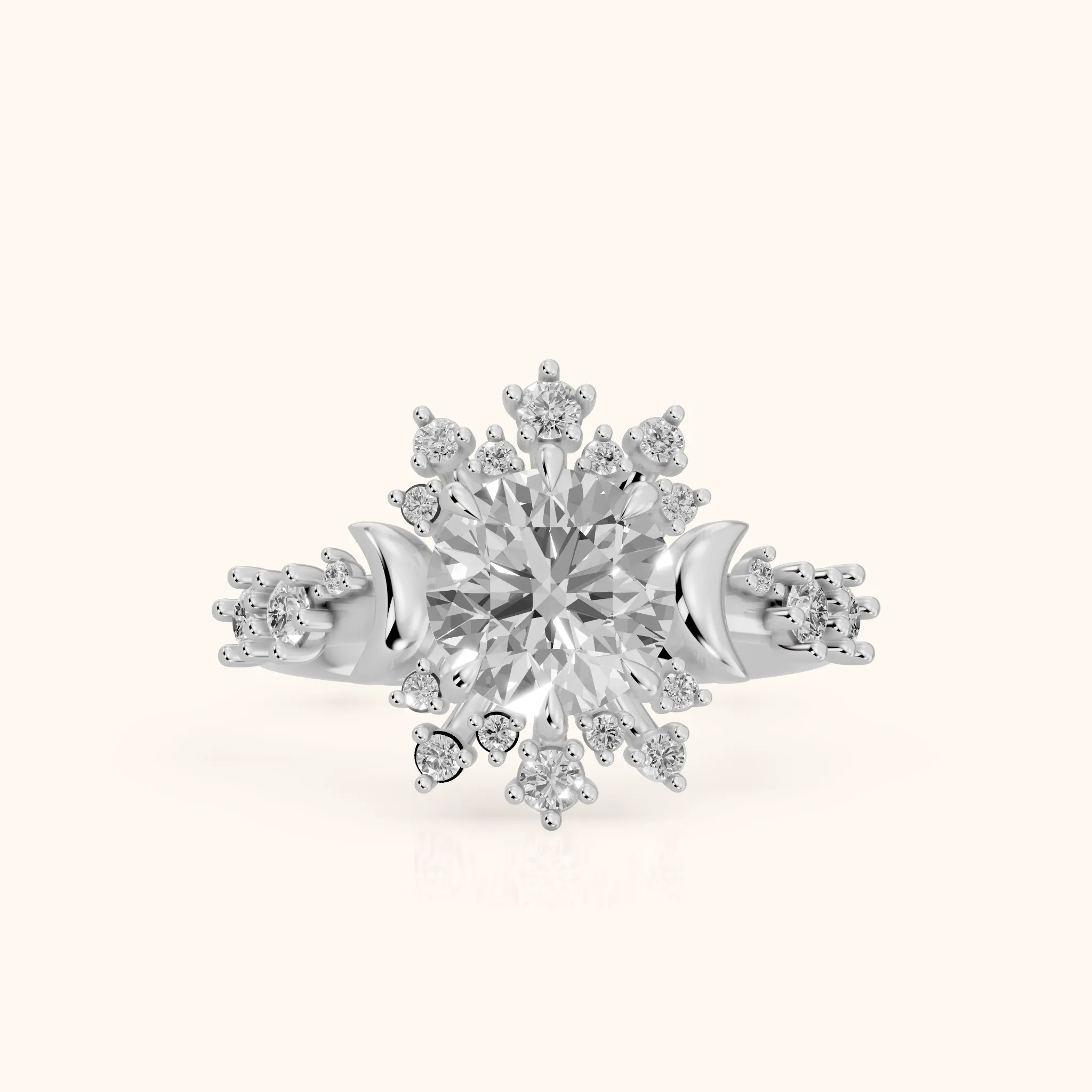 Solara Cluster Halo Round Diamond Engagement Ring in White Gold — view 1