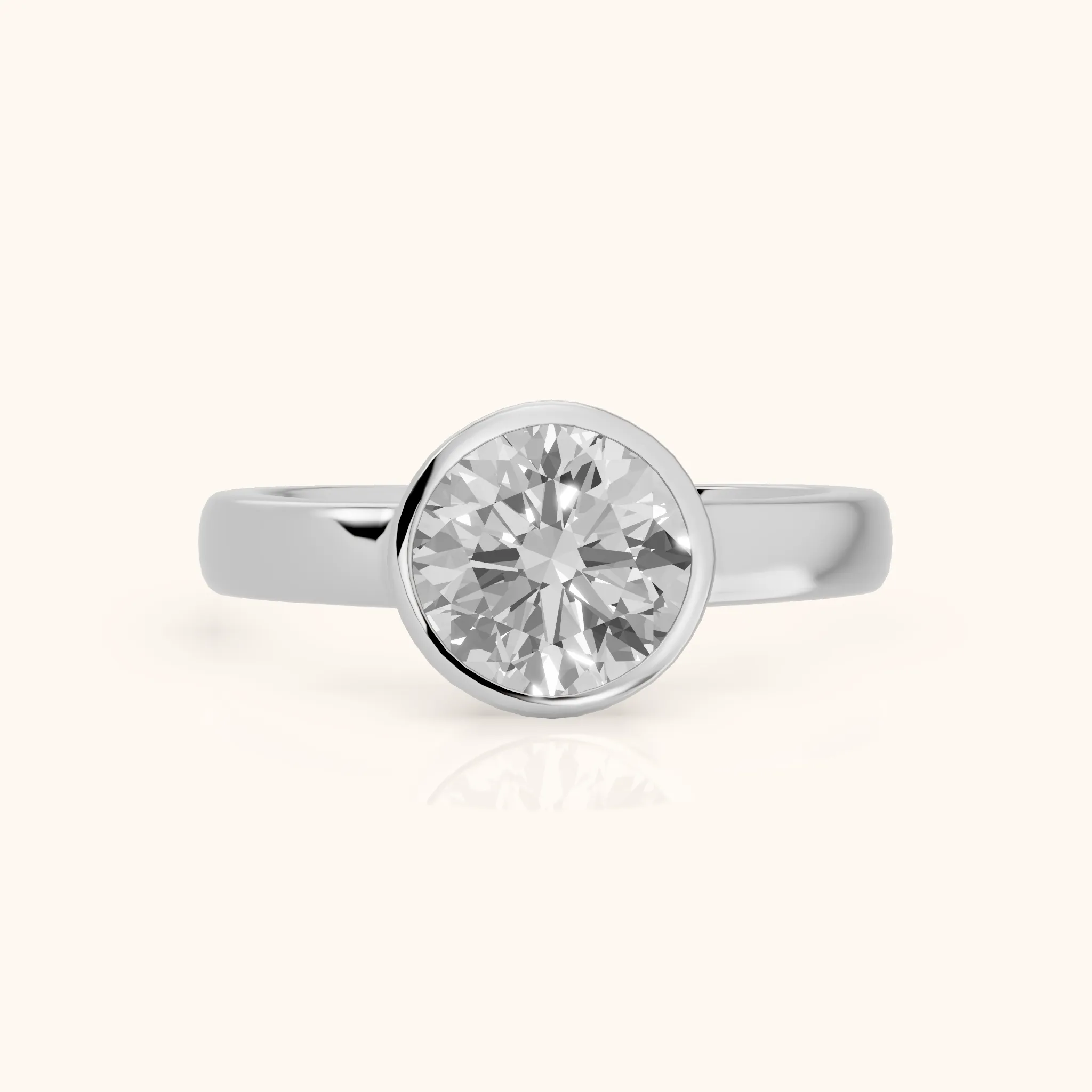 Cleo Bezel Solitaire Round Diamond Engagement Ring in Silver — view 1