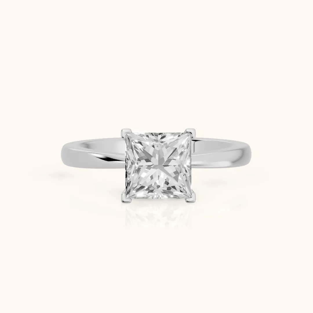 Ada Tapered Solitaire Princess Diamond Engagement Ring in Silver — view 2