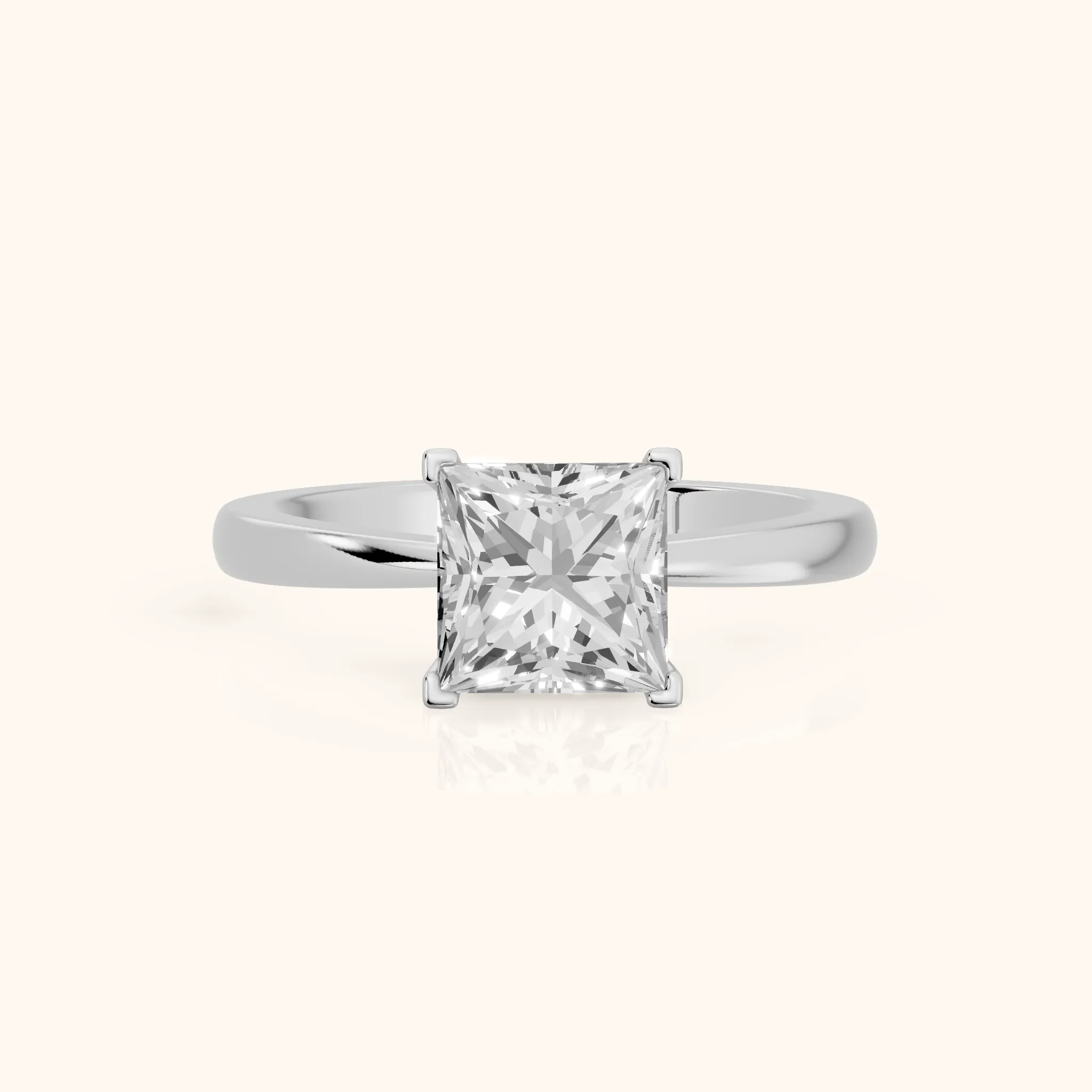 Ada Tapered Solitaire Princess Diamond Engagement Ring in Silver — view 1