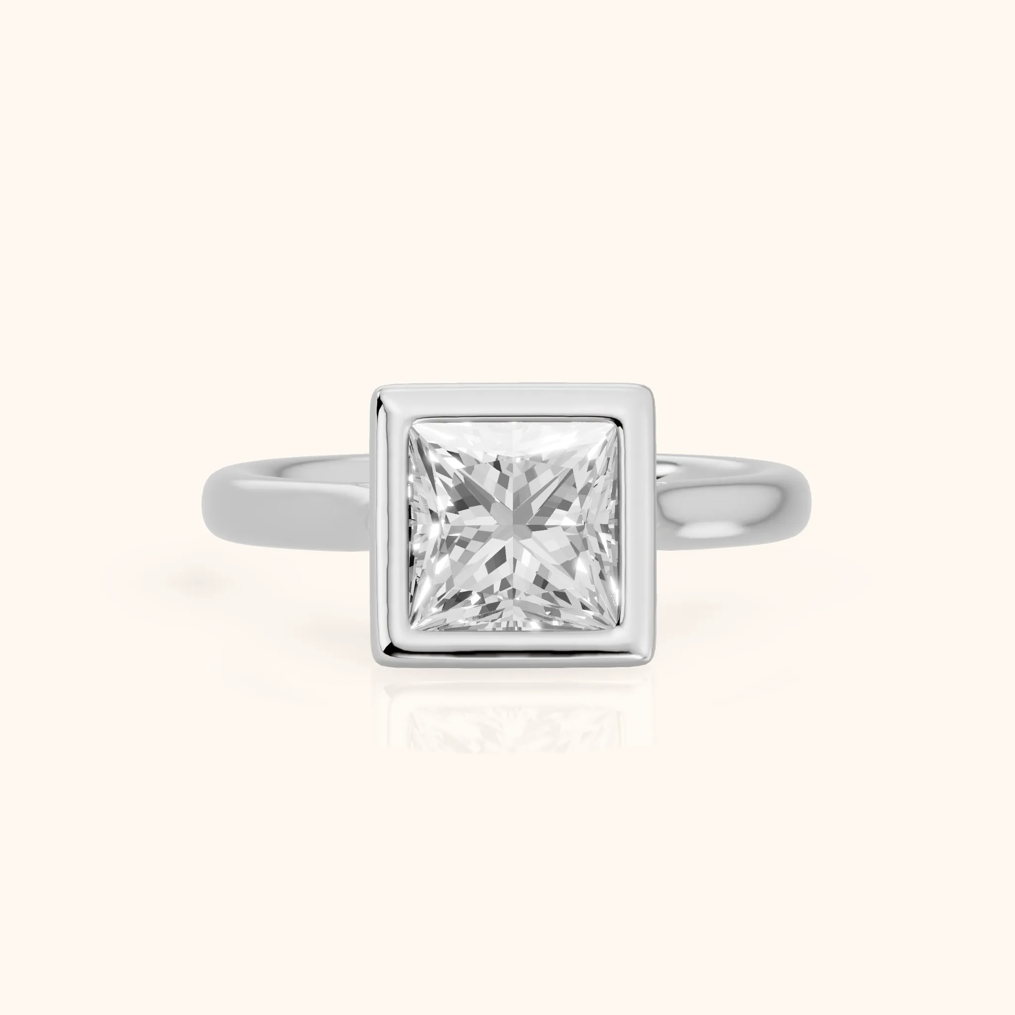 Isla Bezel Solitaire Princess Diamond Engagement Ring in Silver — view 1