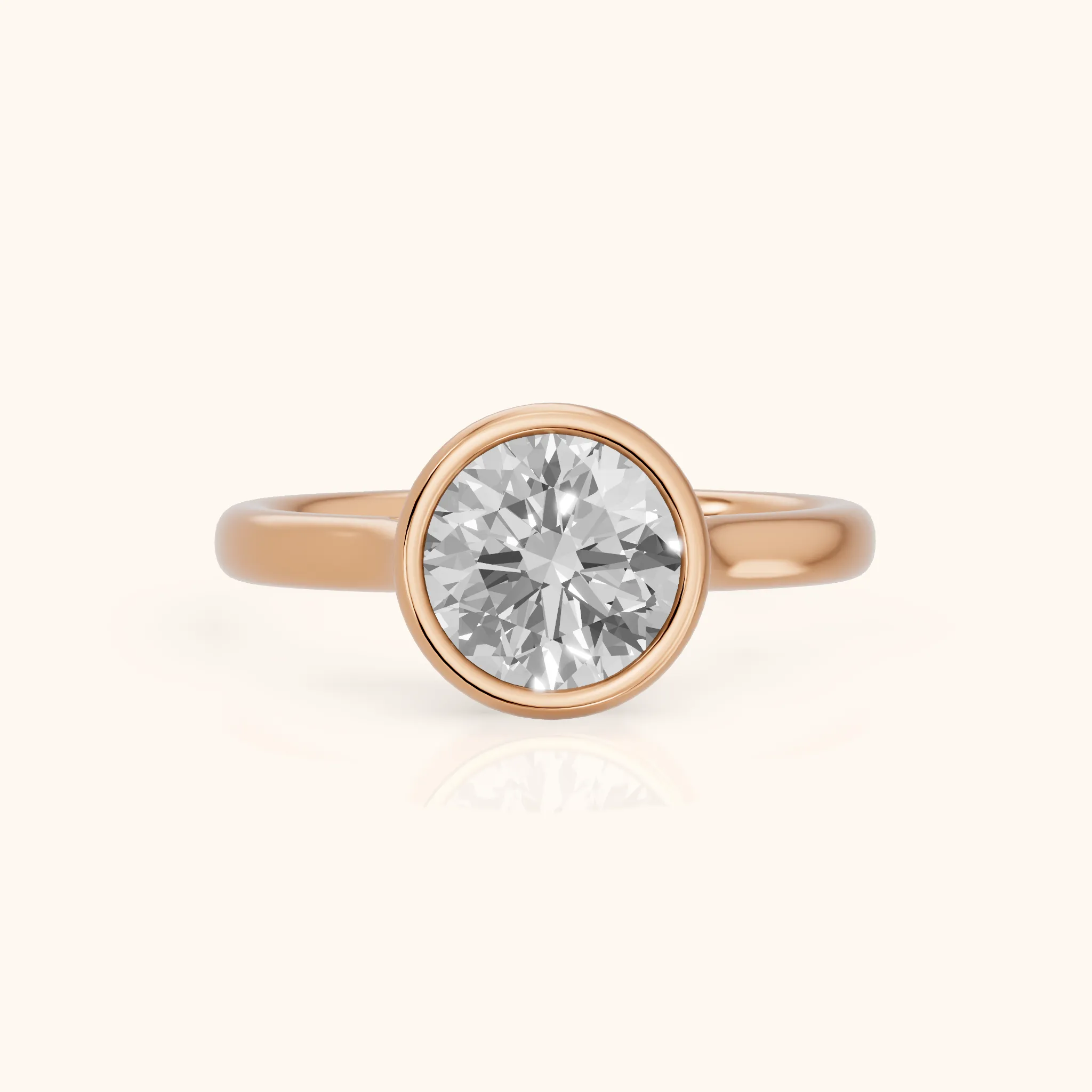 Isla Bezel Solitaire Round Diamond Engagement Ring in Rose Gold — view 1